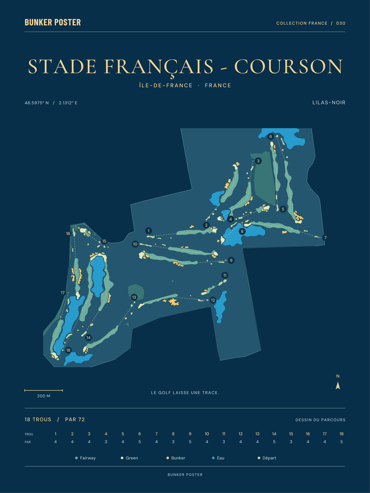 Golf du Stade Français - Courson — Lilas-Noir, Sable sur marine, 30 × 40 cm