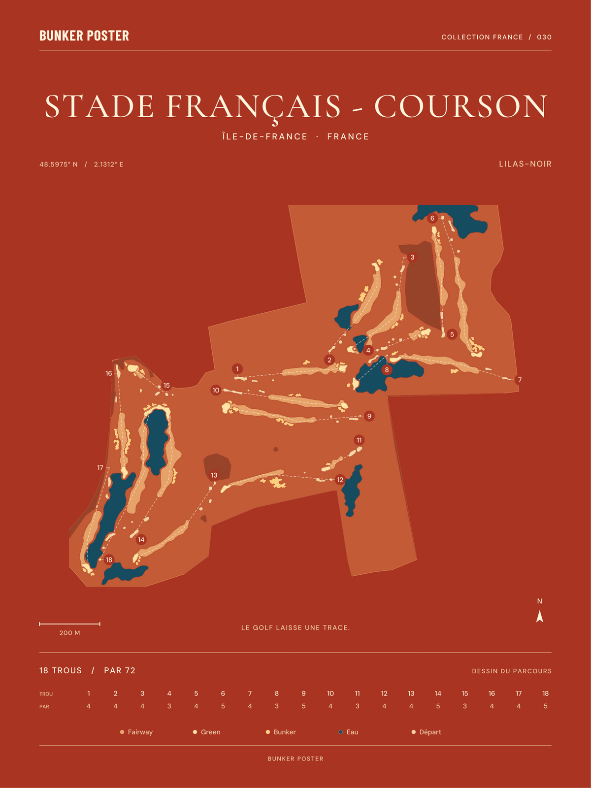 Golf du Stade Français - Courson — Lilas-Noir, Terre cuite, 30 × 40 cm