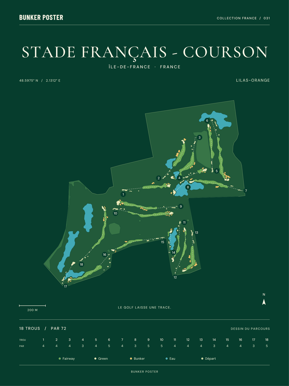 Golf du Stade Français - Courson — Lilas-Orange, Vert club, 30 × 40 cm