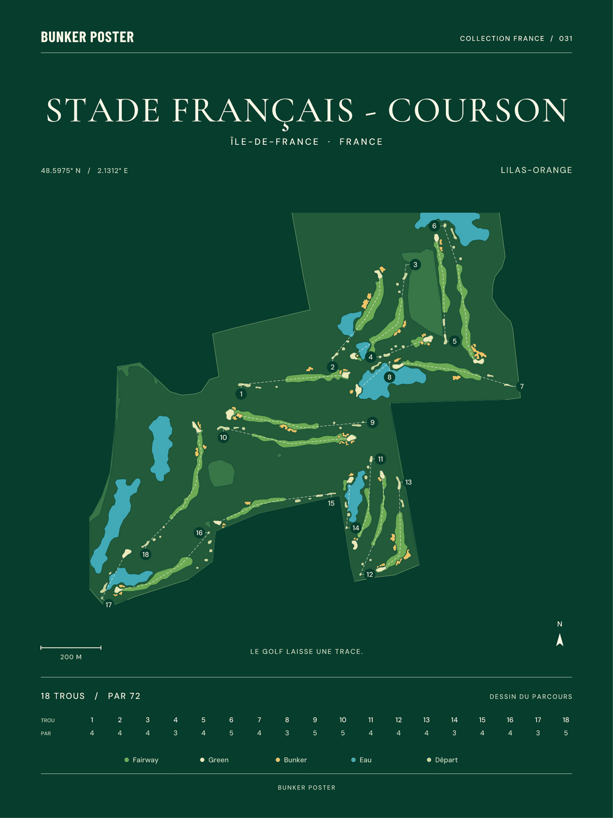 Golf du Stade Français - Courson — Lilas-Orange, Vert club, 30 × 40 cm
