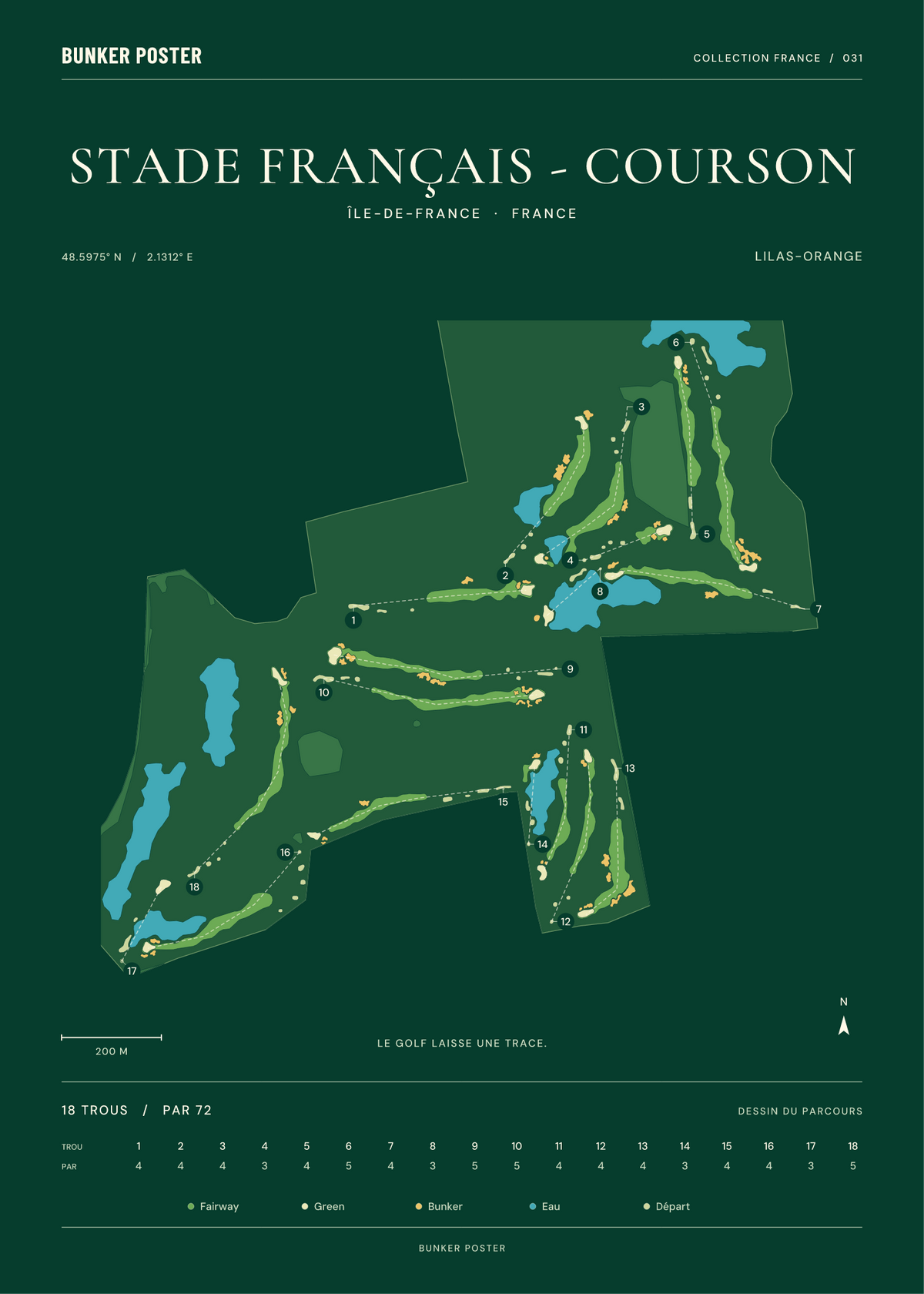 Golf du Stade Français - Courson — Lilas-Orange, Vert club, 50 × 70 cm