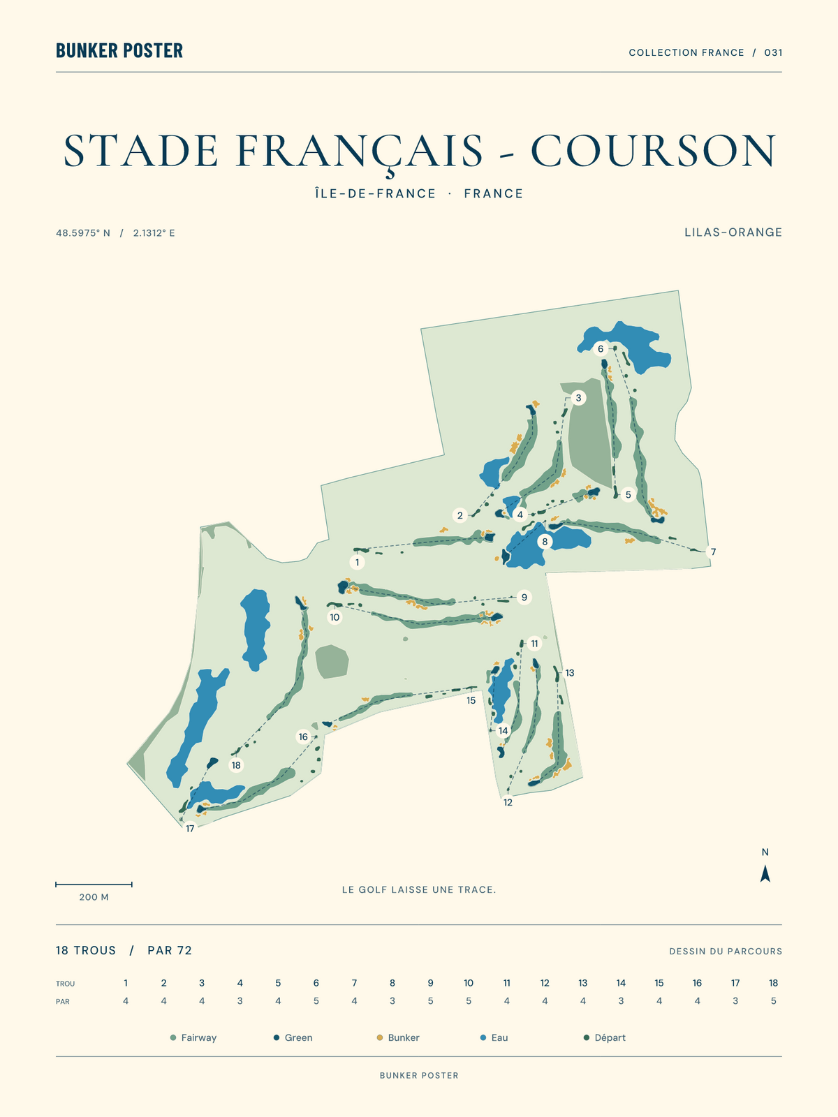 Golf du Stade Français - Courson — Lilas-Orange, Marine sur sable, 30 × 40 cm