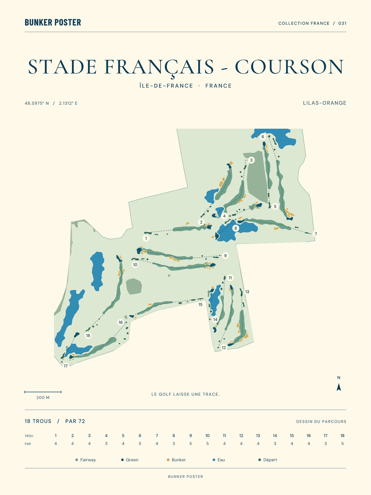 Golf du Stade Français - Courson — Lilas-Orange, Marine sur sable, 30 × 40 cm
