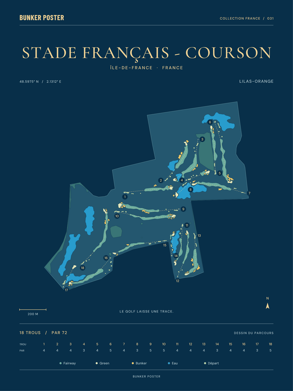 Golf du Stade Français - Courson — Lilas-Orange, Sable sur marine, 30 × 40 cm