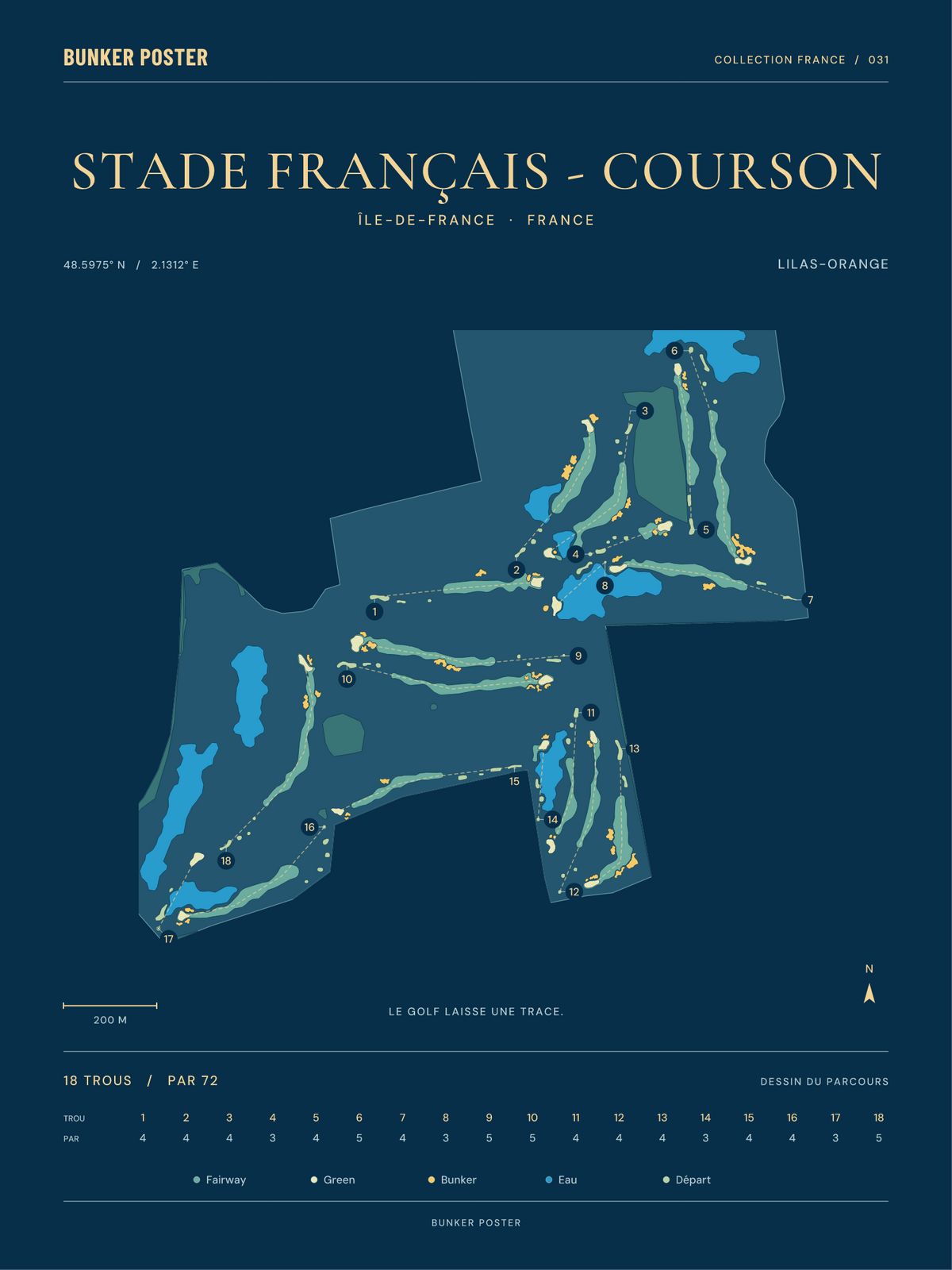 Golf du Stade Français - Courson — Lilas-Orange, Sable sur marine, 30 × 40 cm
