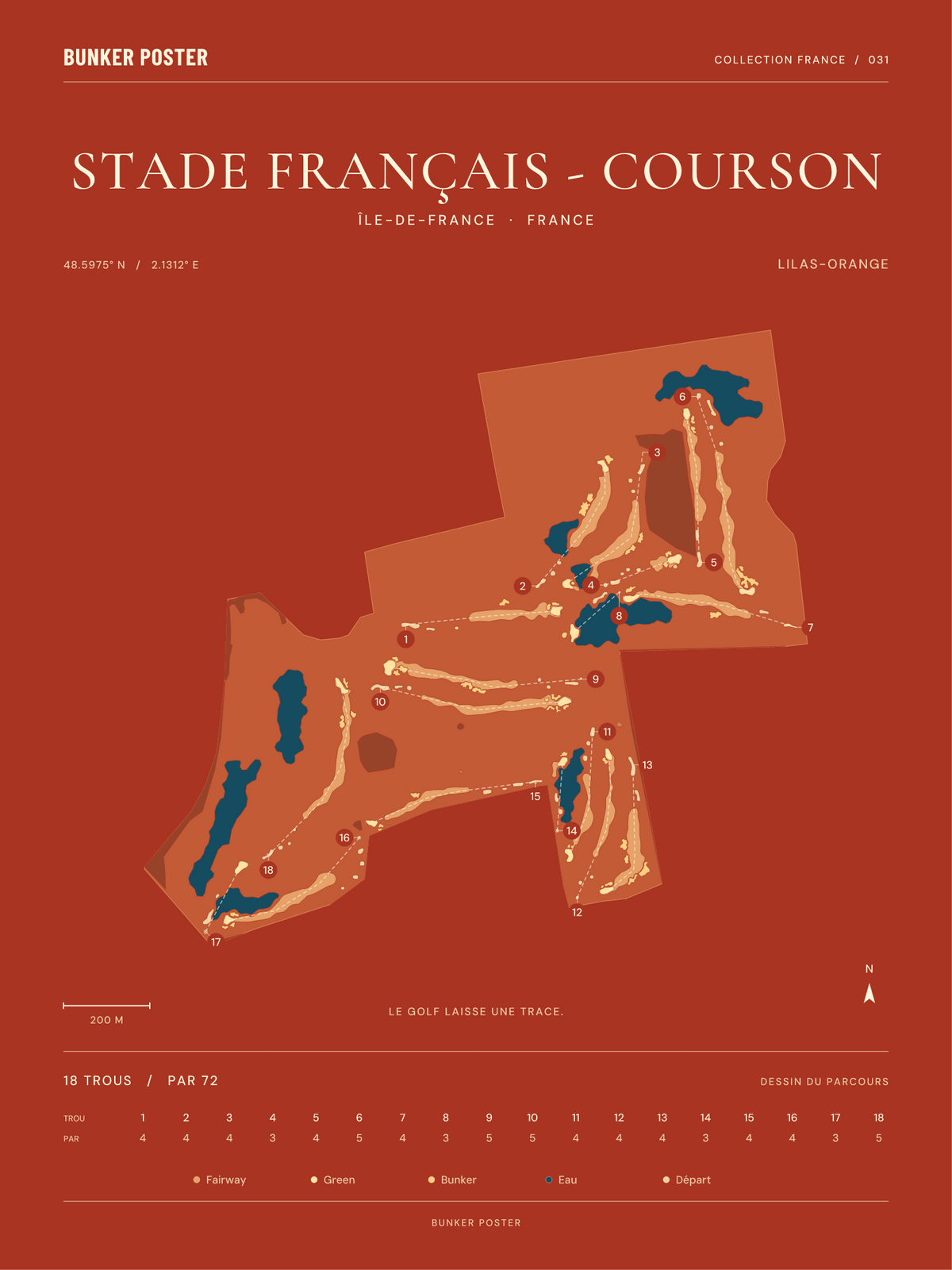 Golf du Stade Français - Courson — Lilas-Orange, Terre cuite, 30 × 40 cm