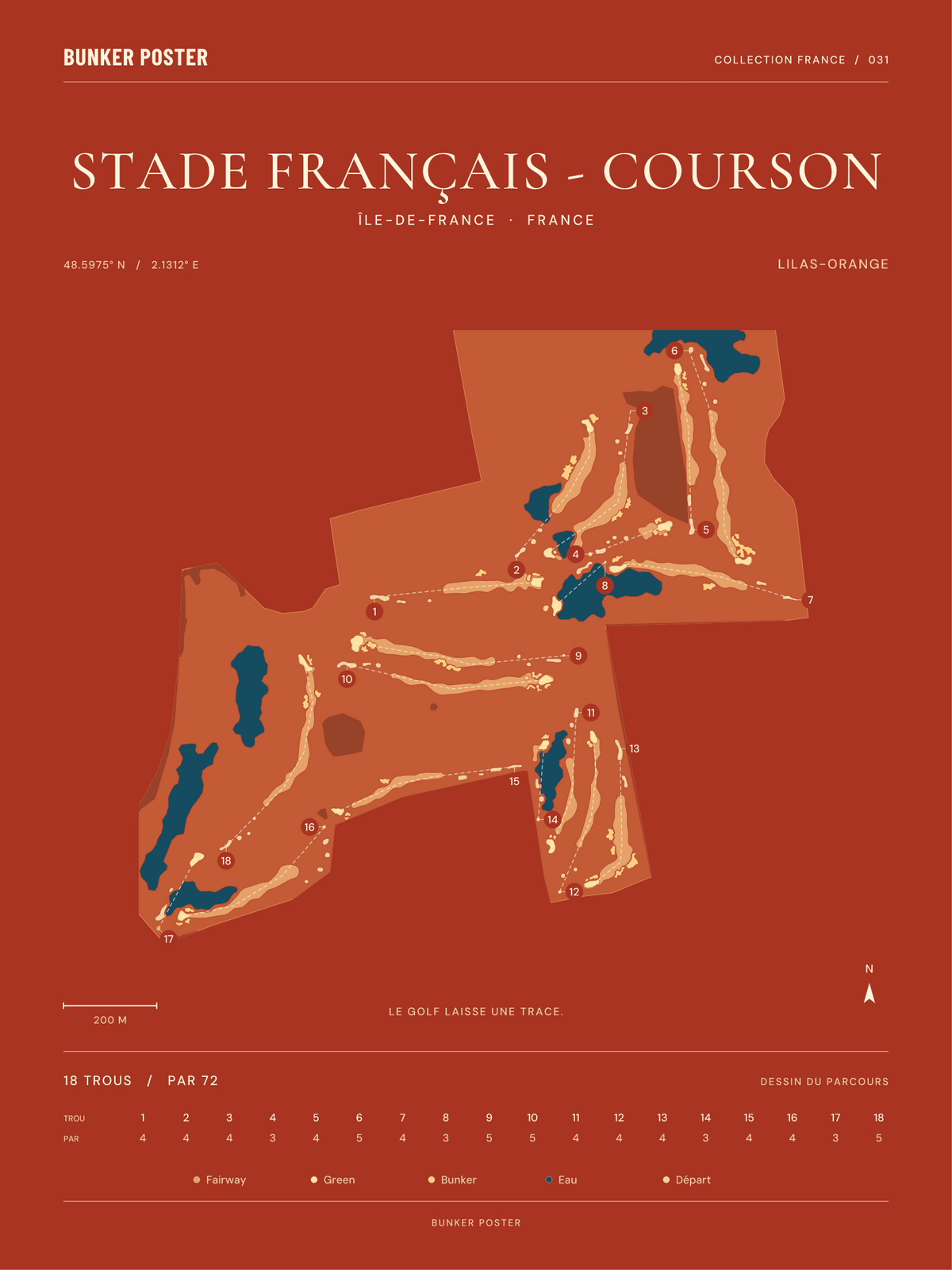 Golf du Stade Français - Courson — Lilas-Orange, Terre cuite, 30 × 40 cm