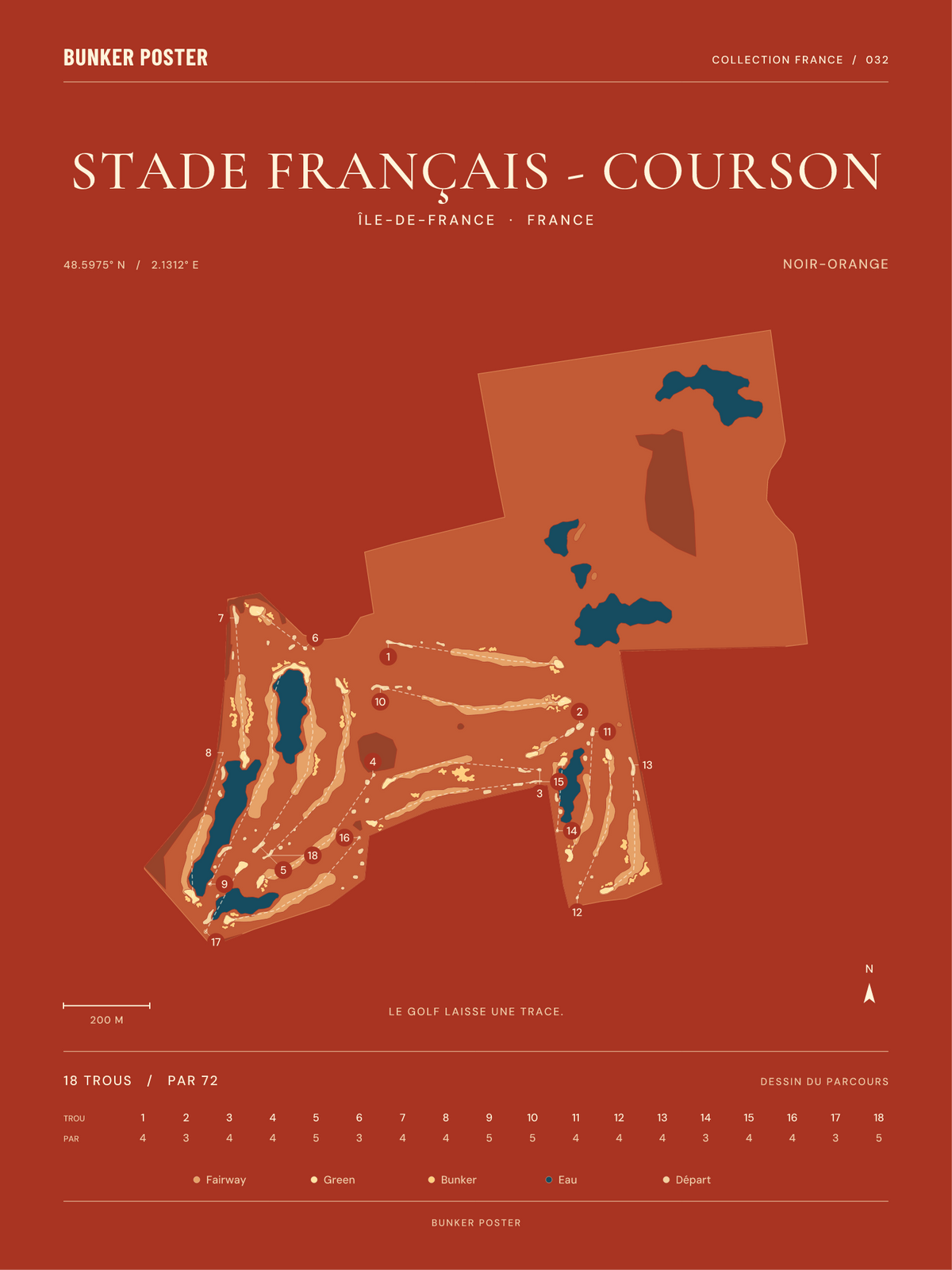 Golf du Stade Français - Courson — Noir-Orange, Terre cuite, 30 × 40 cm