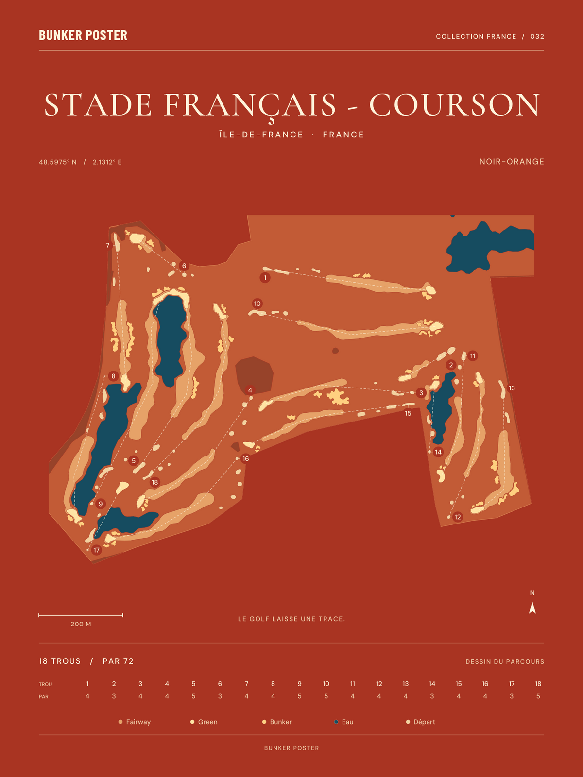 Golf du Stade Français - Courson — Noir-Orange, Terre cuite, 30 × 40 cm
