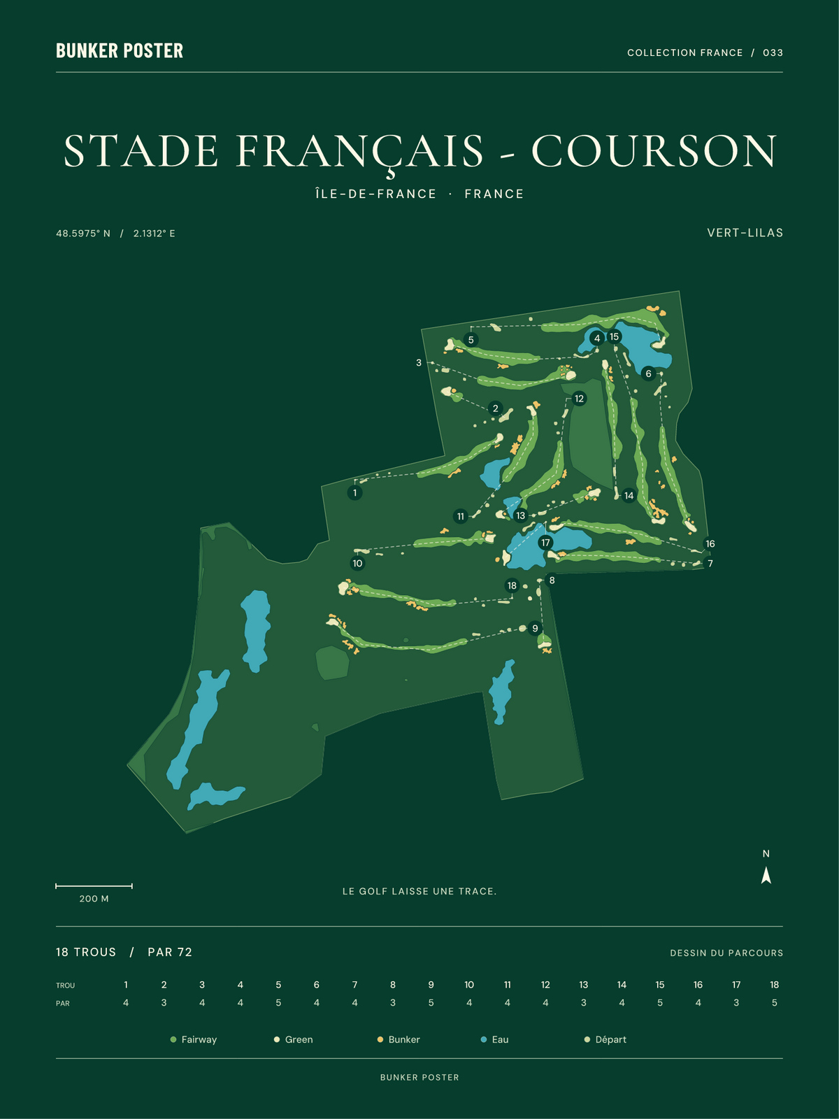 Golf du Stade Français - Courson — Vert-Lilas, Vert club, 30 × 40 cm