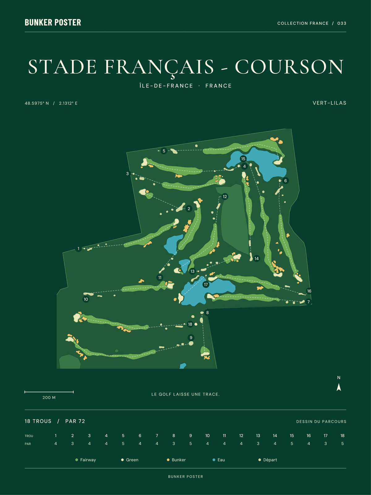 Golf du Stade Français - Courson — Vert-Lilas, Vert club, 30 × 40 cm