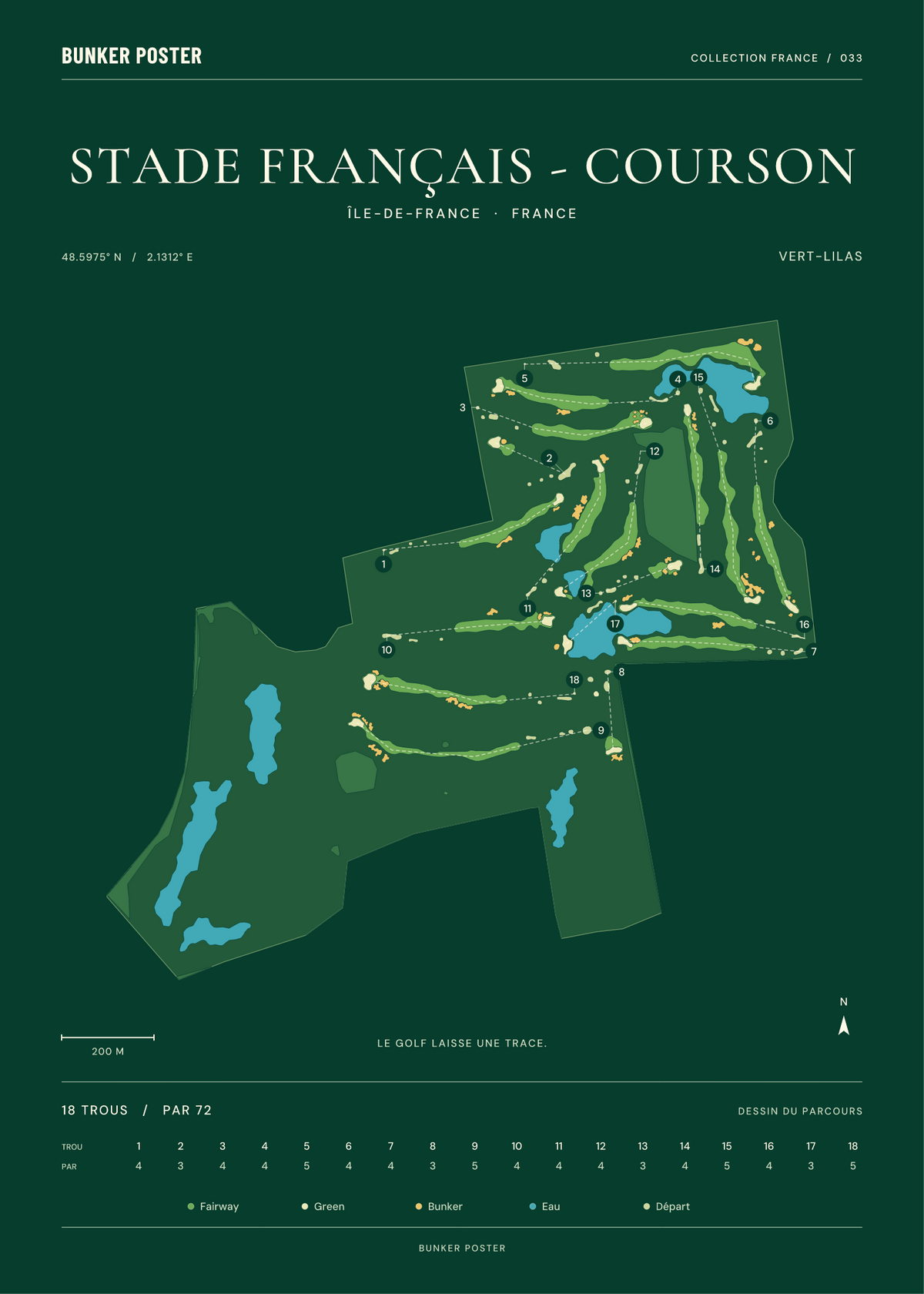 Golf du Stade Français - Courson — Vert-Lilas, Vert club, 50 × 70 cm