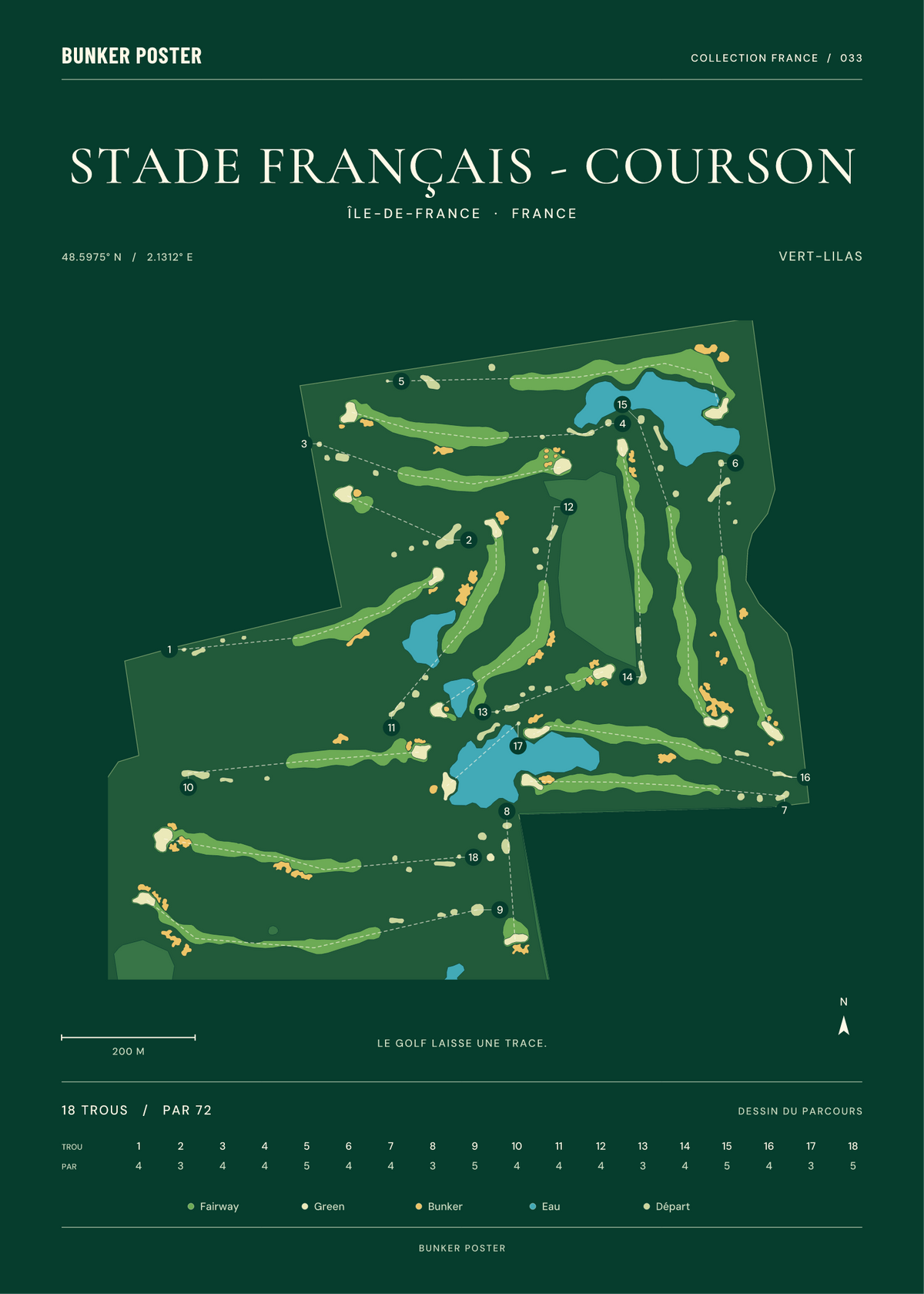 Golf du Stade Français - Courson — Vert-Lilas, Vert club, 50 × 70 cm