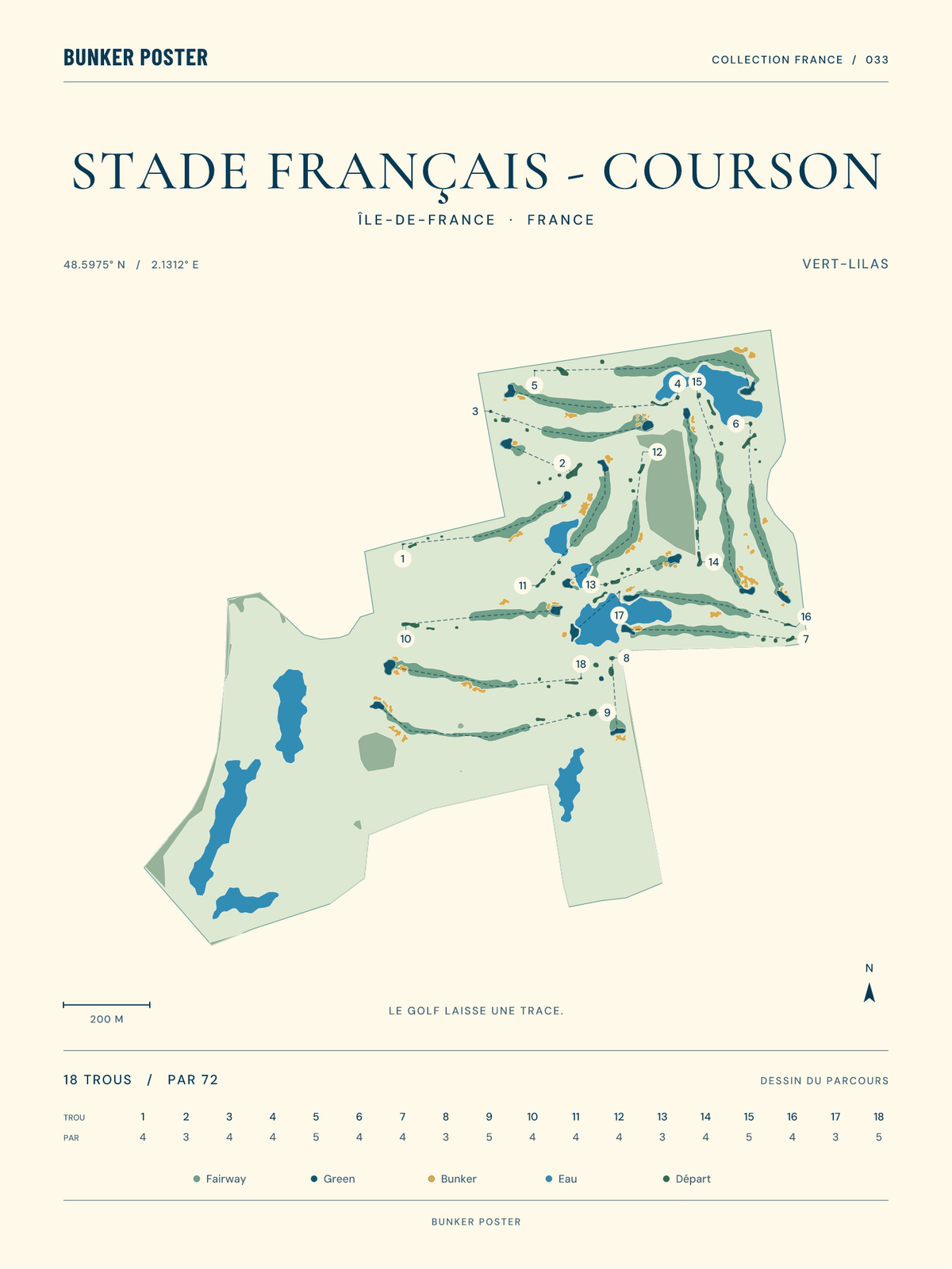 Golf du Stade Français - Courson — Vert-Lilas, Marine sur sable, 30 × 40 cm