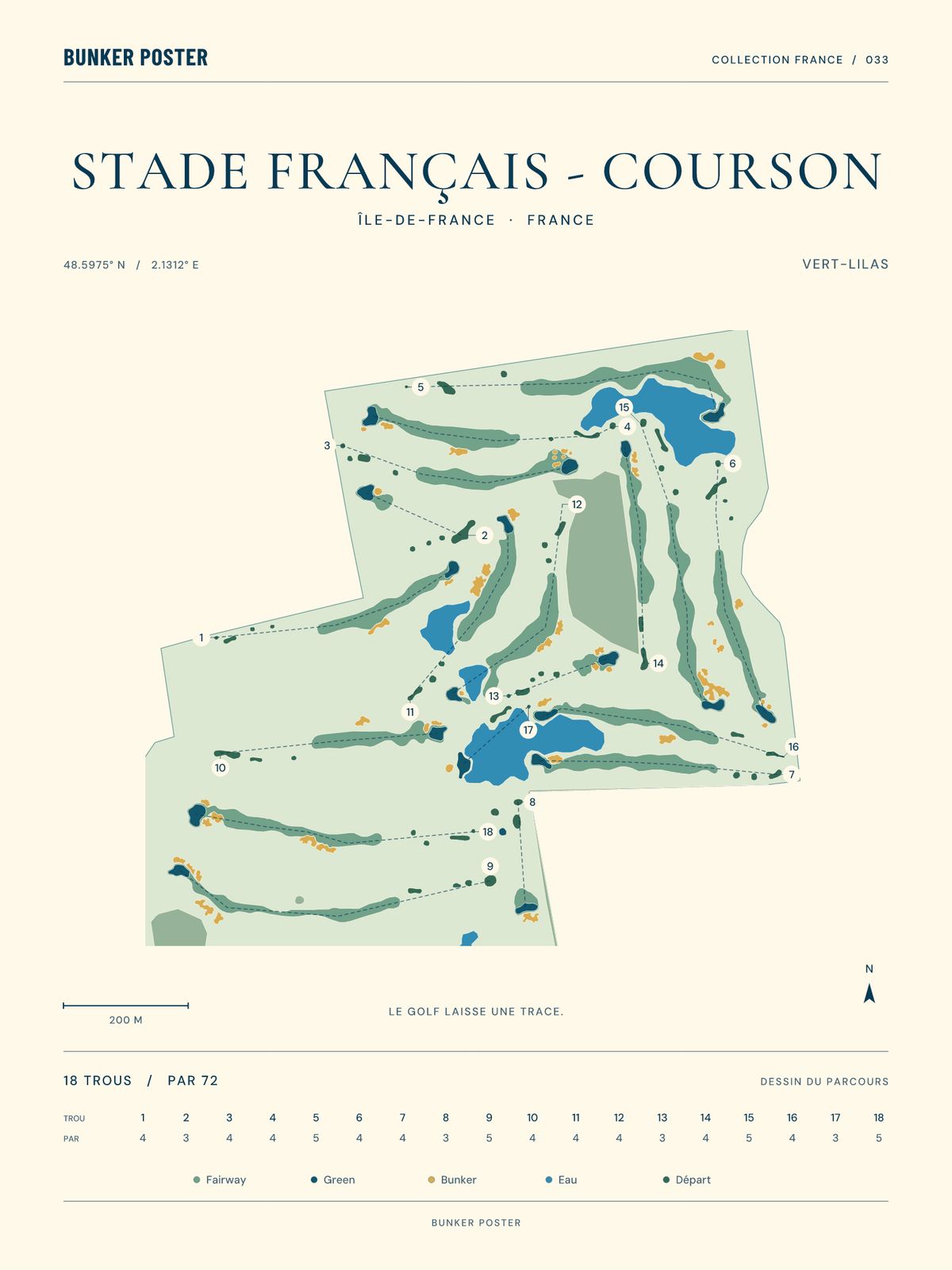 Golf du Stade Français - Courson — Vert-Lilas, Marine sur sable, 30 × 40 cm