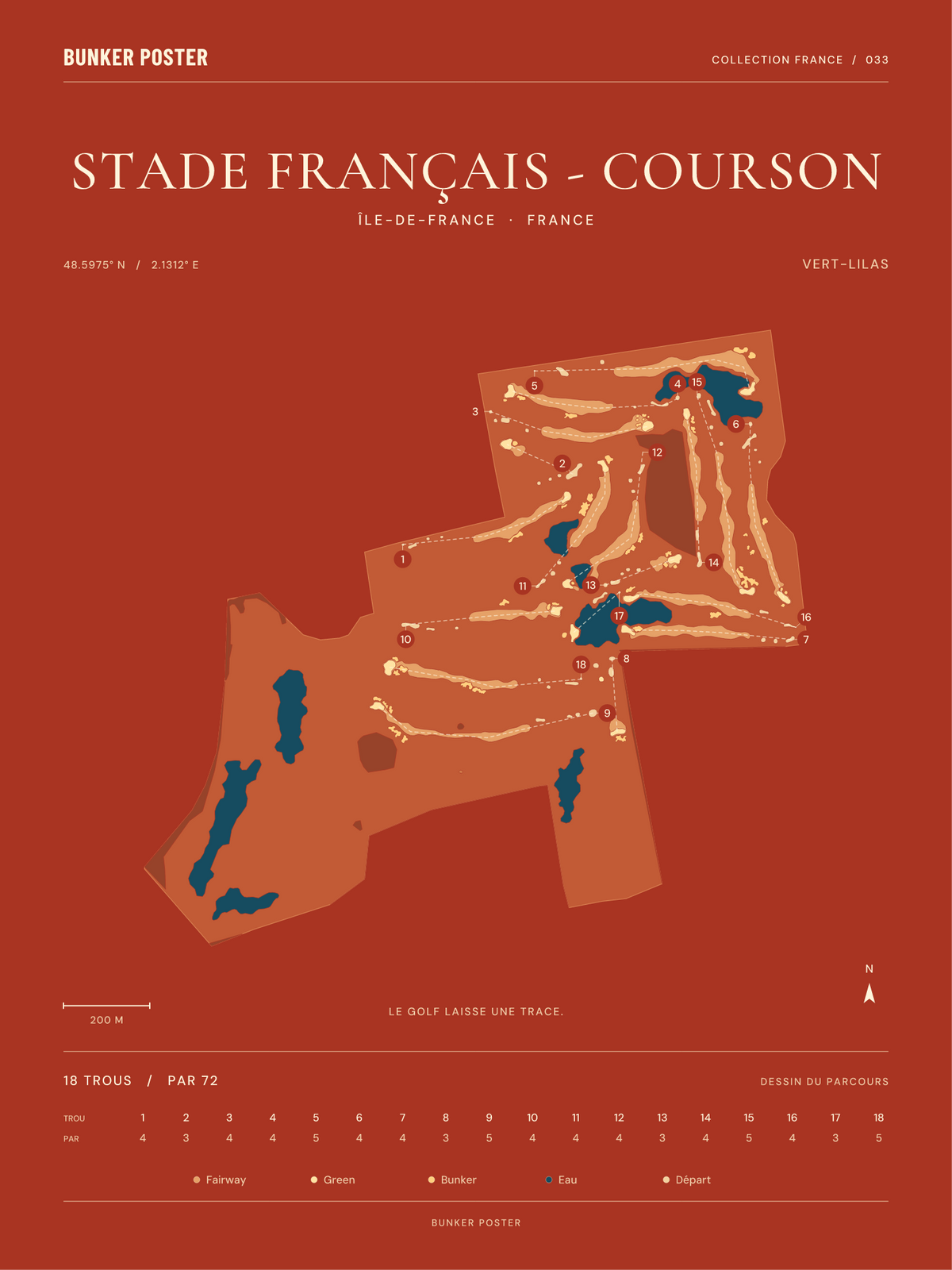 Golf du Stade Français - Courson — Vert-Lilas, Terre cuite, 30 × 40 cm