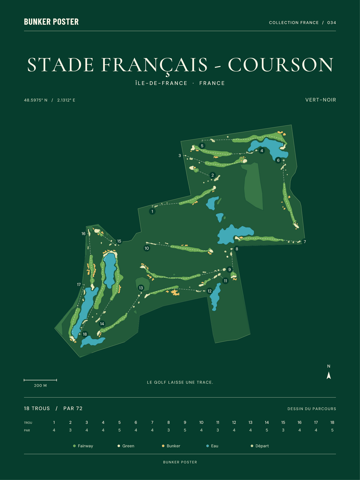 Golf du Stade Français - Courson — Vert-Noir, Vert club, 30 × 40 cm