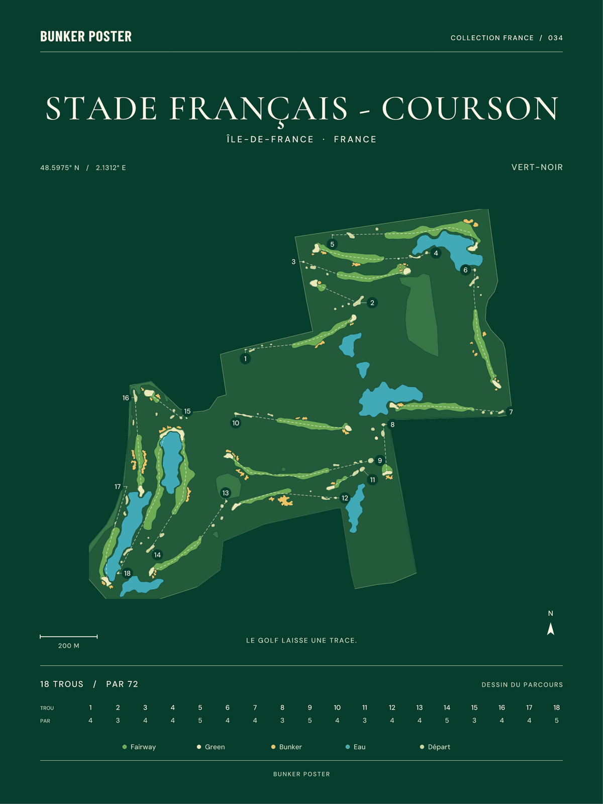 Golf du Stade Français - Courson — Vert-Noir, Vert club, 30 × 40 cm