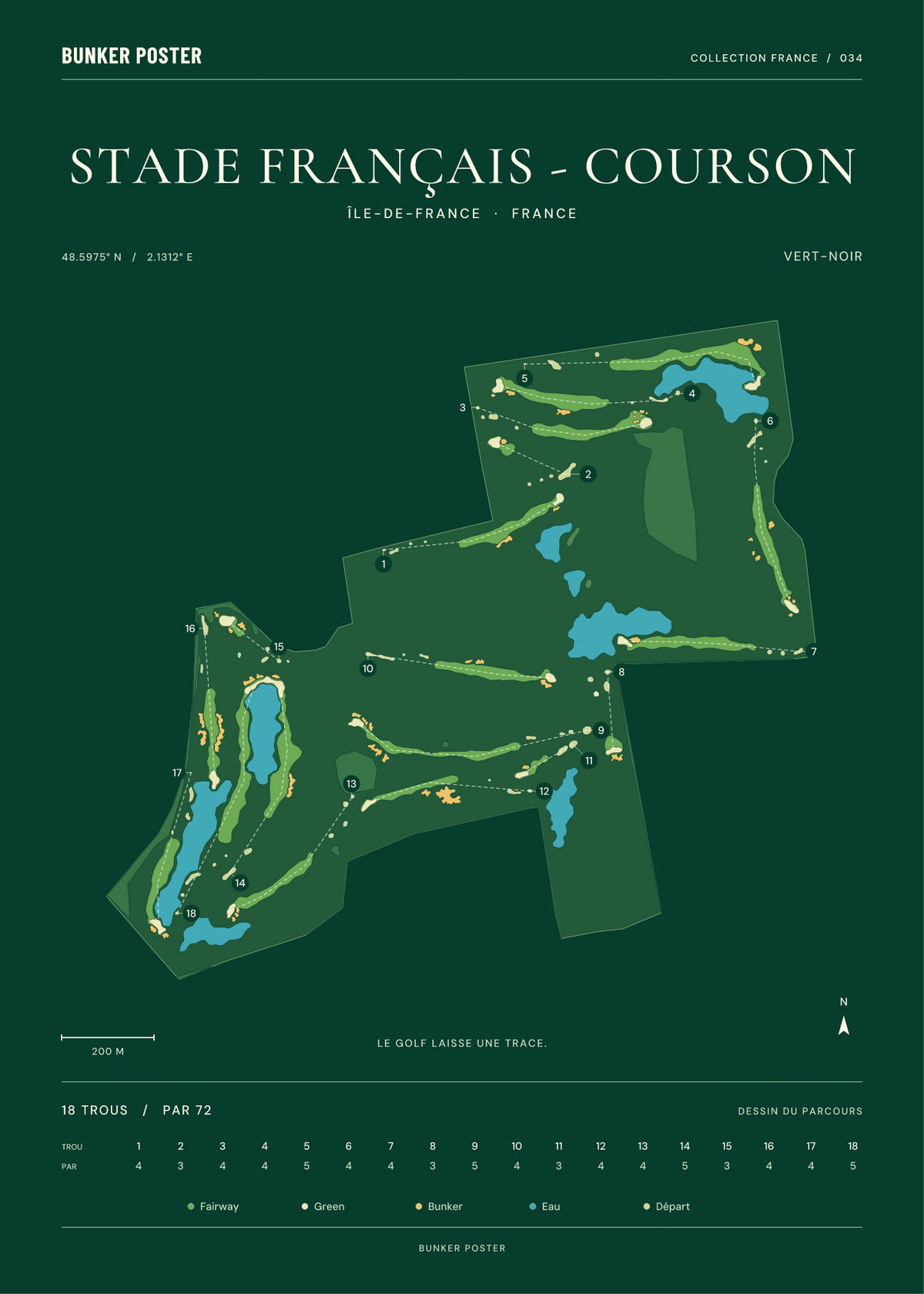 Golf du Stade Français - Courson — Vert-Noir, Vert club, 50 × 70 cm