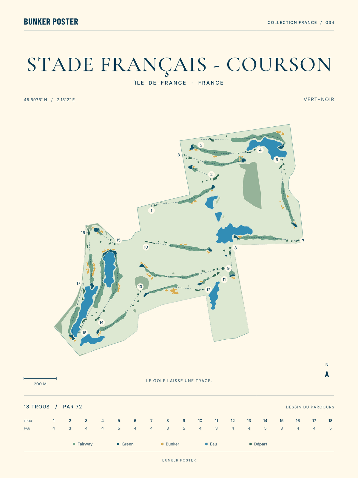 Golf du Stade Français - Courson — Vert-Noir, Marine sur sable, 30 × 40 cm