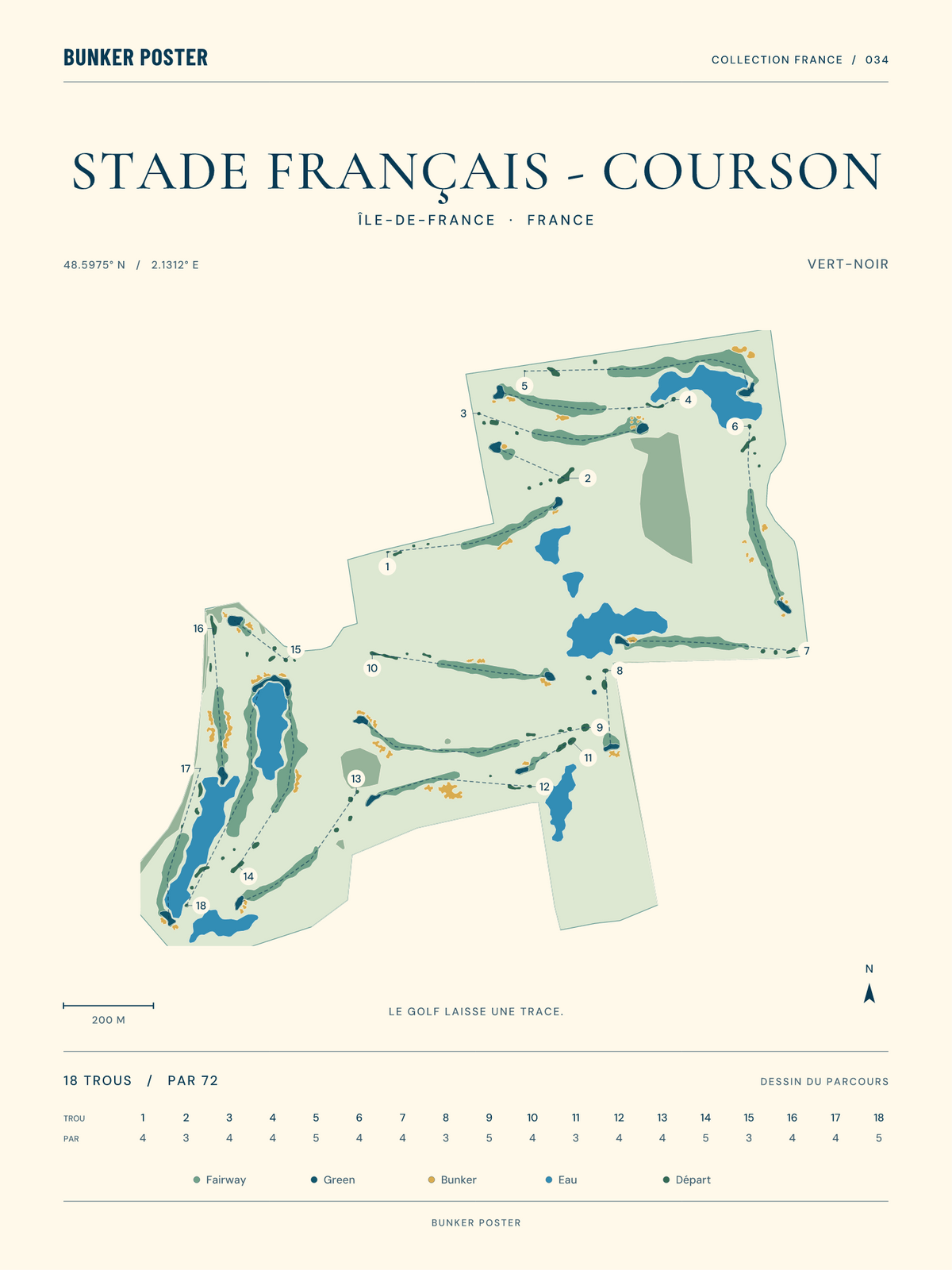 Golf du Stade Français - Courson — Vert-Noir, Marine sur sable, 30 × 40 cm