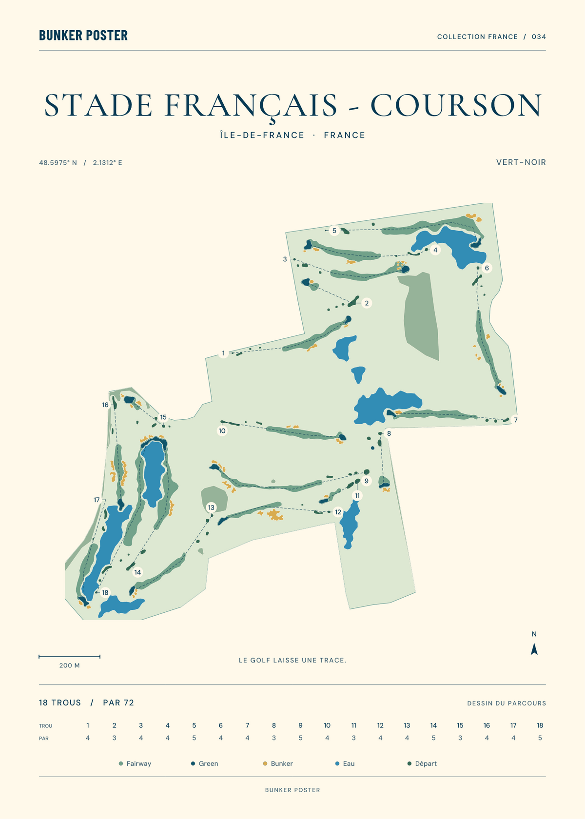 Golf du Stade Français - Courson — Vert-Noir, Marine sur sable, 50 × 70 cm
