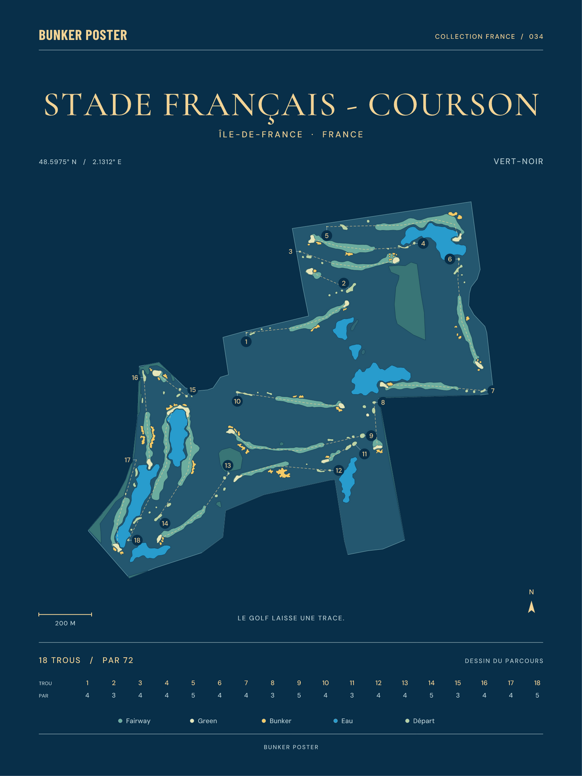 Golf du Stade Français - Courson — Vert-Noir, Sable sur marine, 30 × 40 cm