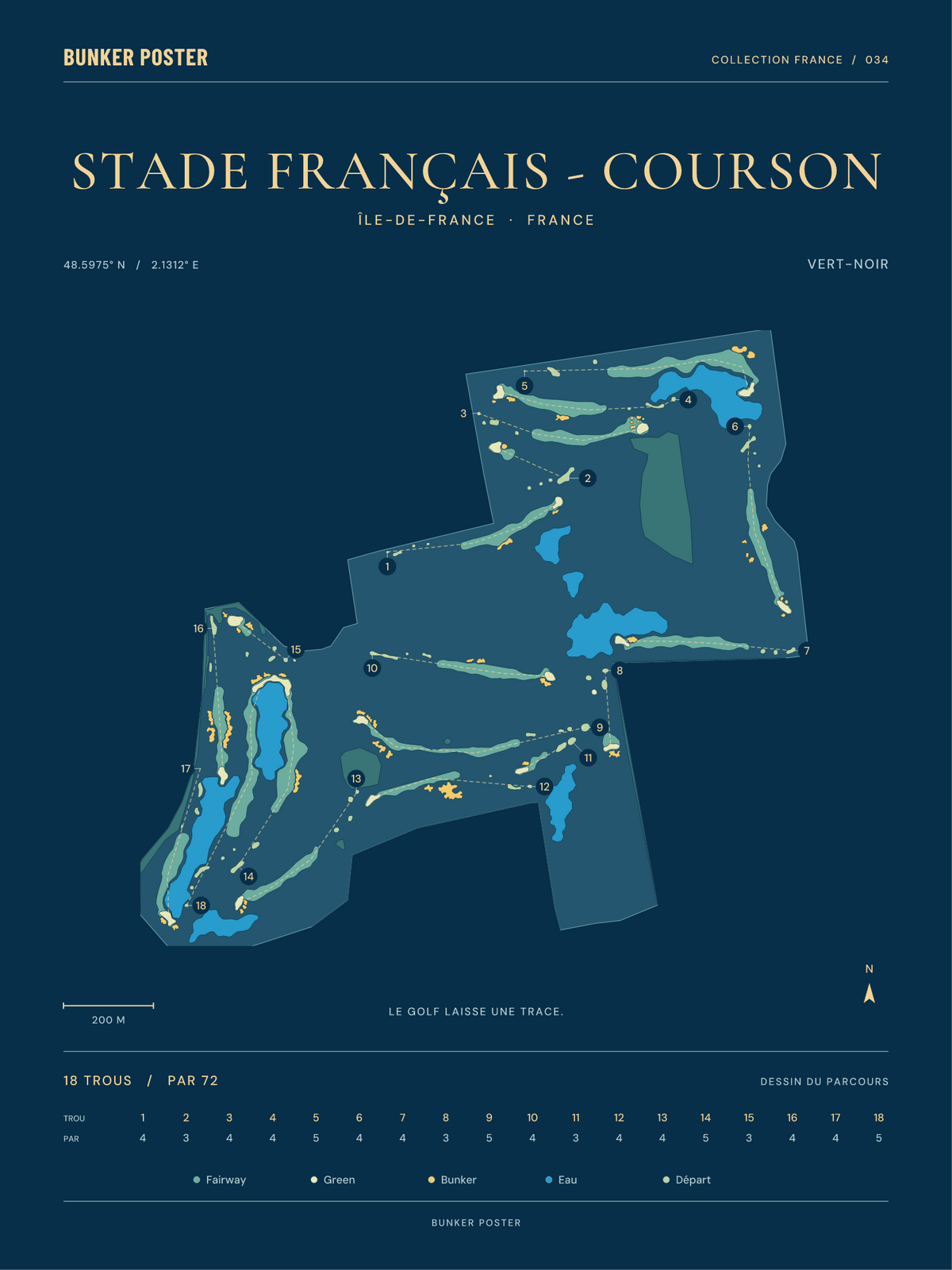 Golf du Stade Français - Courson — Vert-Noir, Sable sur marine, 30 × 40 cm