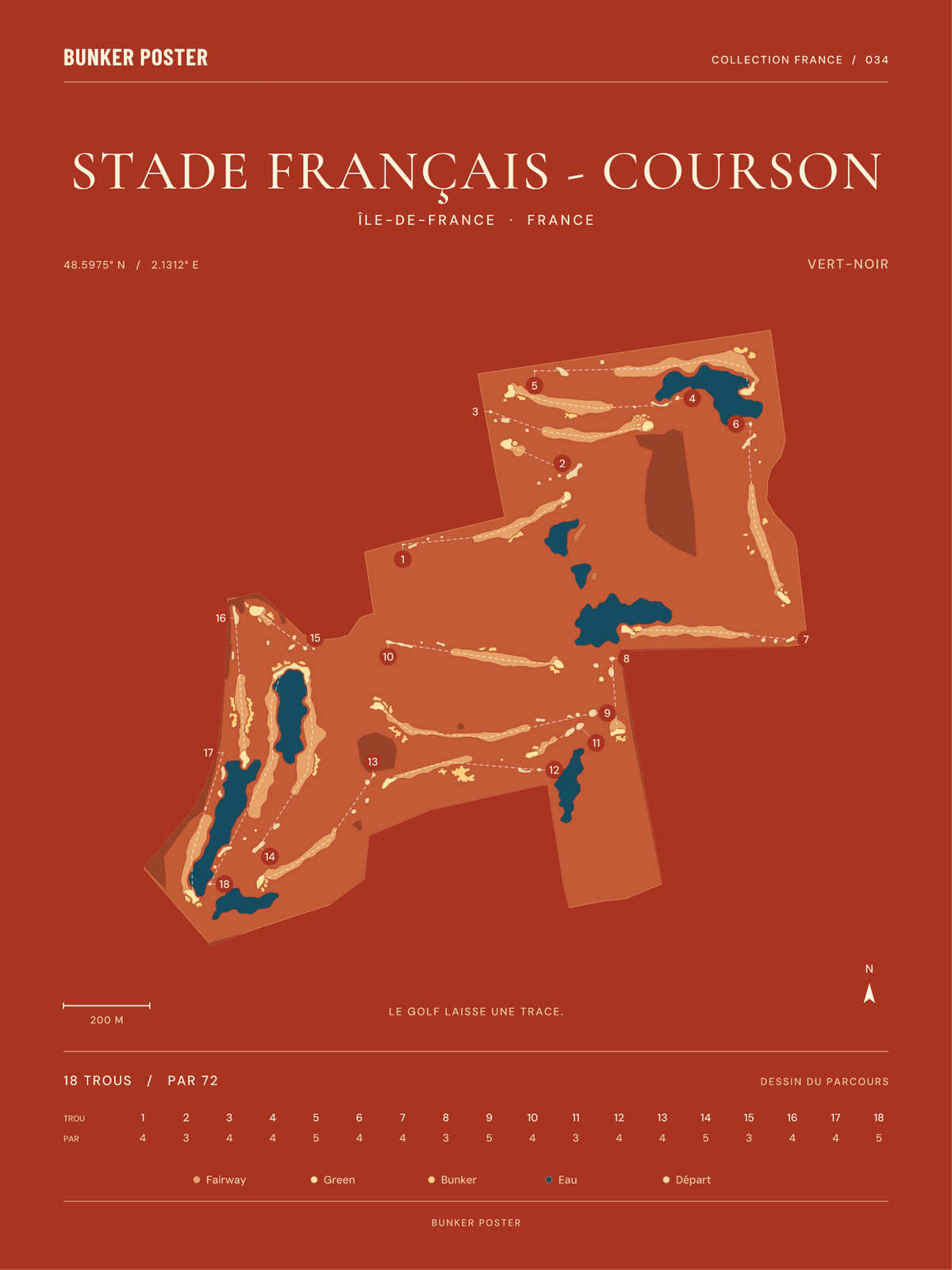 Golf du Stade Français - Courson — Vert-Noir, Terre cuite, 30 × 40 cm