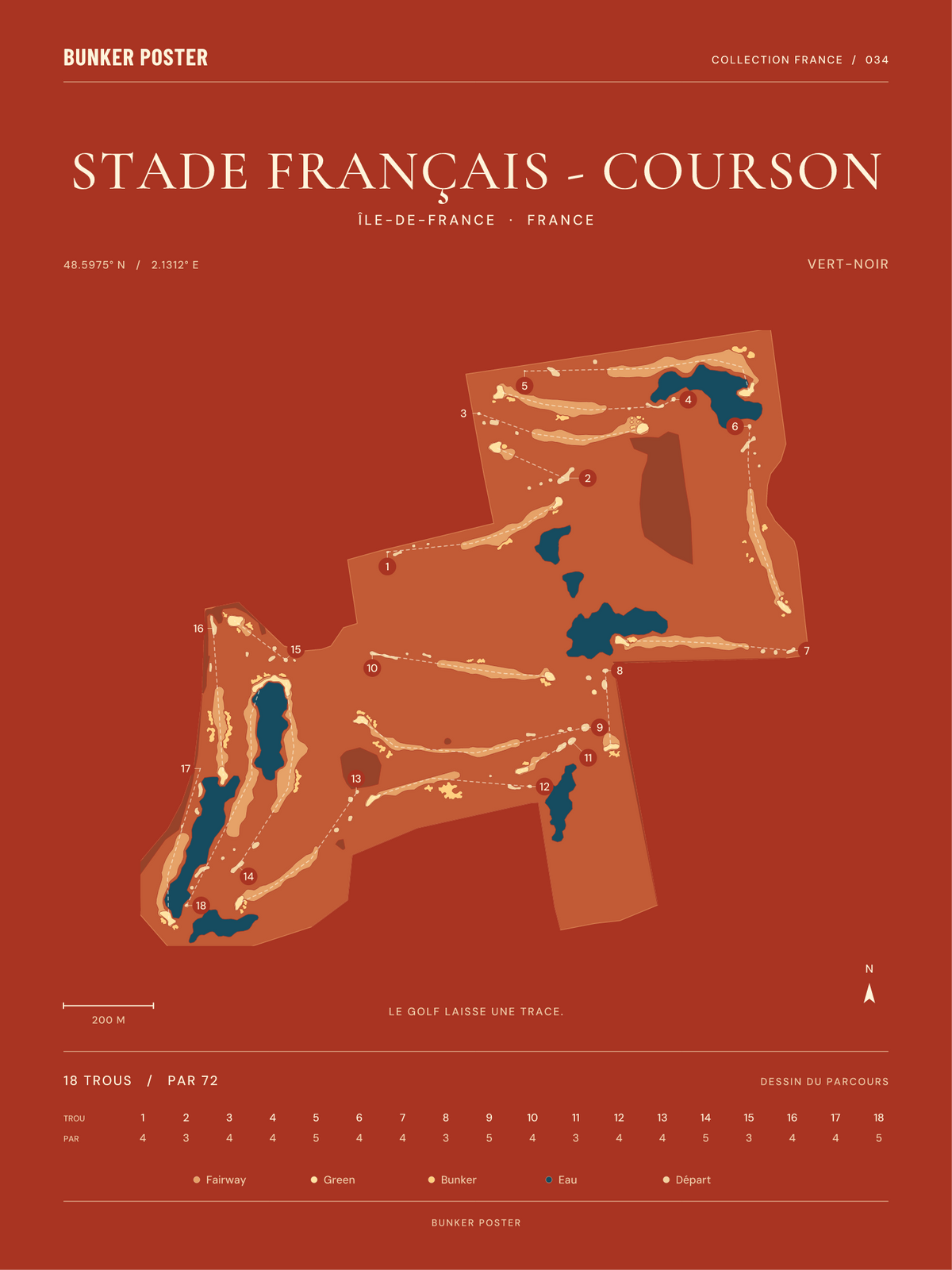 Golf du Stade Français - Courson — Vert-Noir, Terre cuite, 30 × 40 cm