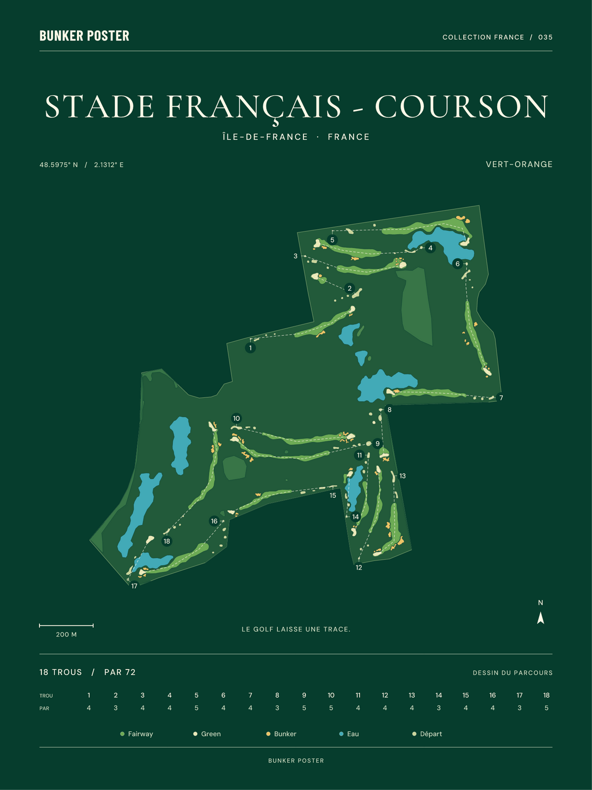 Golf du Stade Français - Courson — Vert-Orange, Vert club, 30 × 40 cm