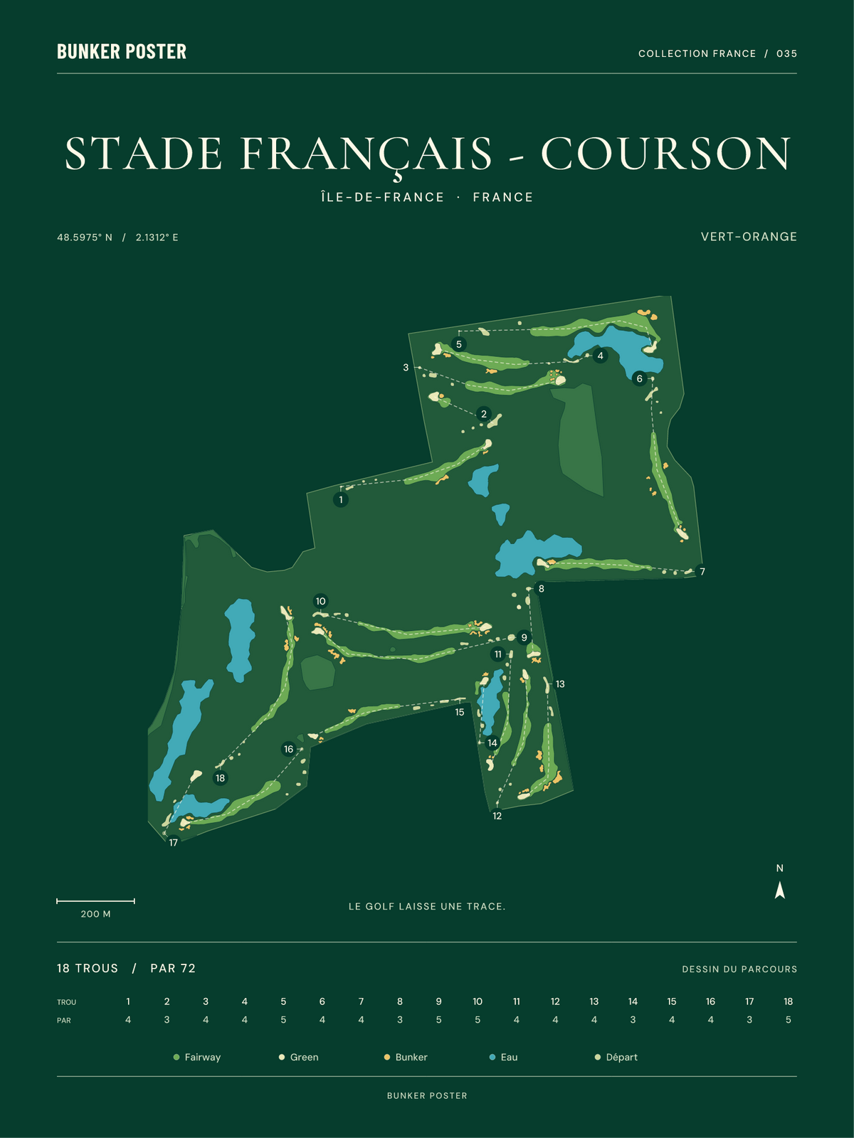 Golf du Stade Français - Courson — Vert-Orange, Vert club, 30 × 40 cm