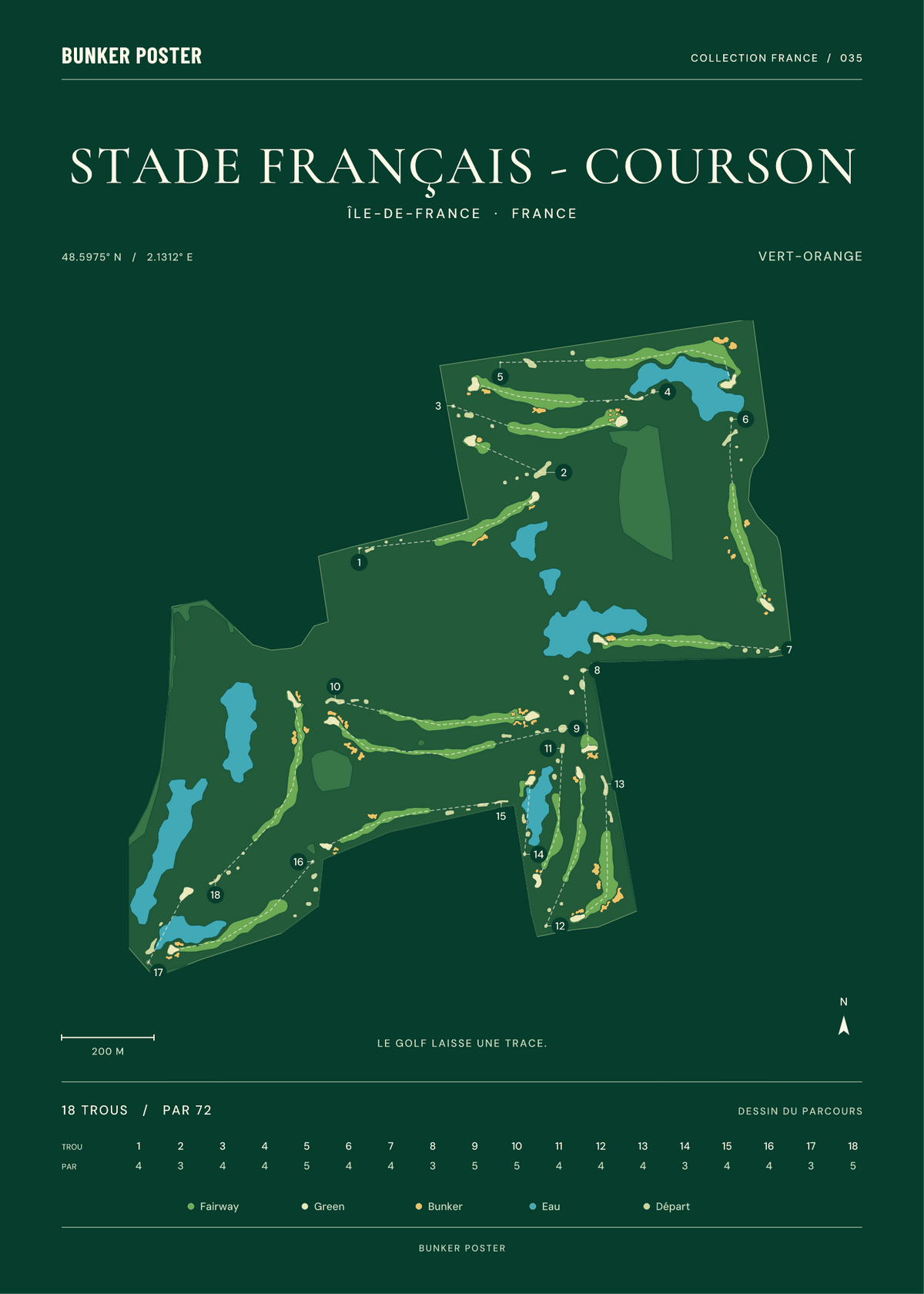 Golf du Stade Français - Courson — Vert-Orange, Vert club, 50 × 70 cm