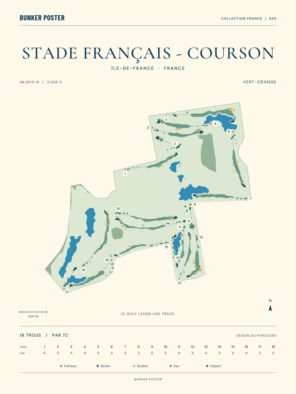 Golf du Stade Français - Courson — Vert-Orange, Marine sur sable, 30 × 40 cm