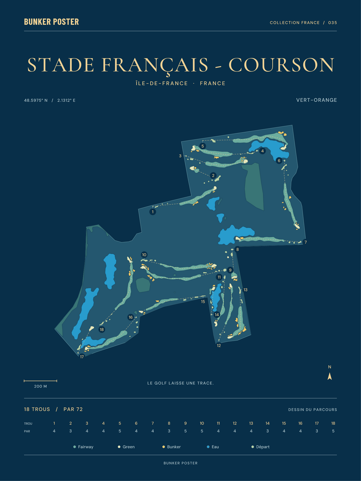 Golf du Stade Français - Courson — Vert-Orange, Sable sur marine, 30 × 40 cm