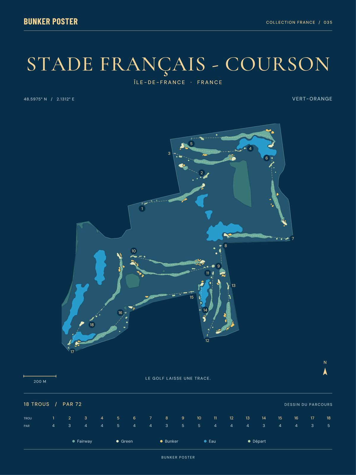 Golf du Stade Français - Courson — Vert-Orange, Sable sur marine, 30 × 40 cm