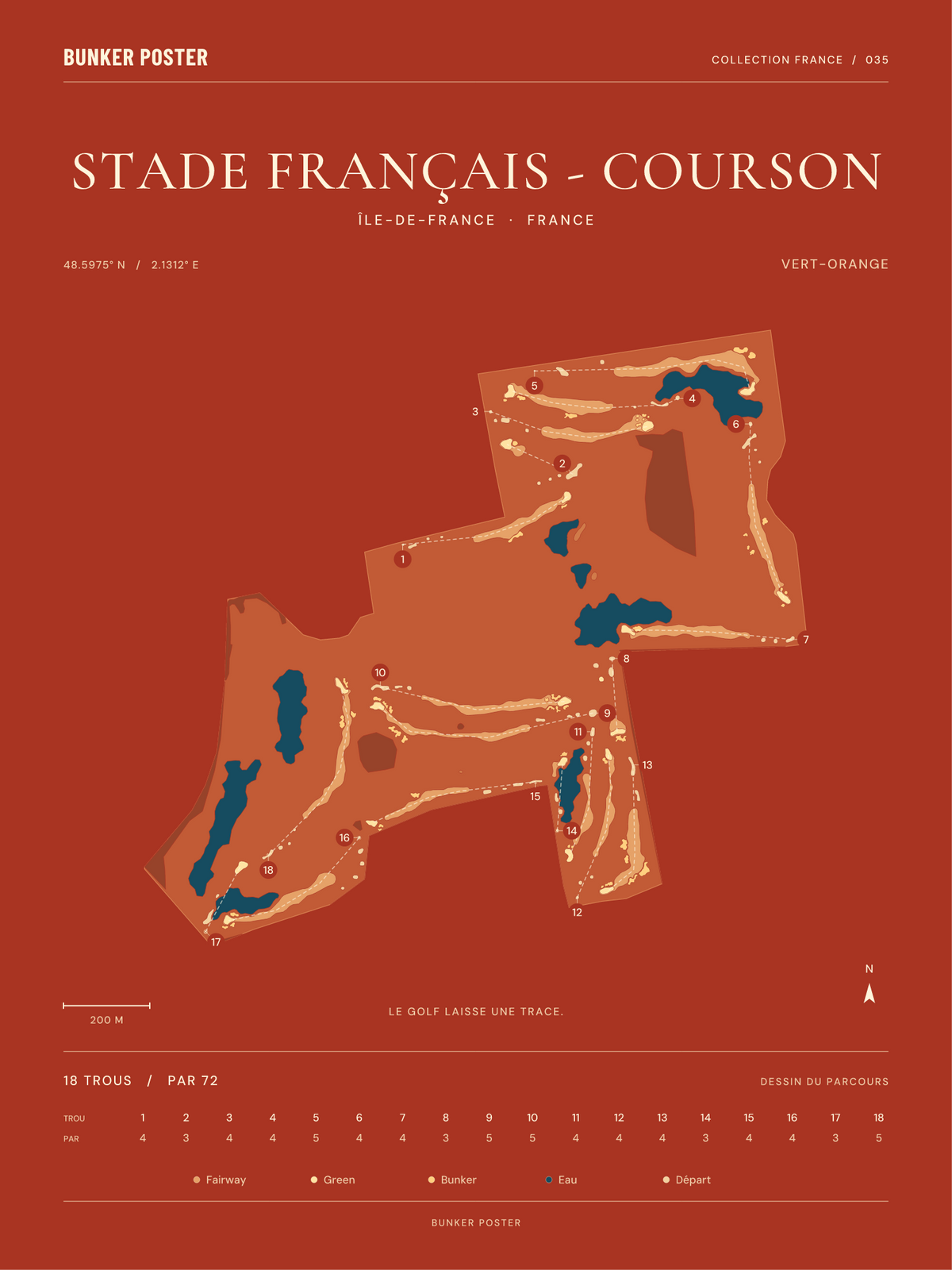 Golf du Stade Français - Courson — Vert-Orange, Terre cuite, 30 × 40 cm