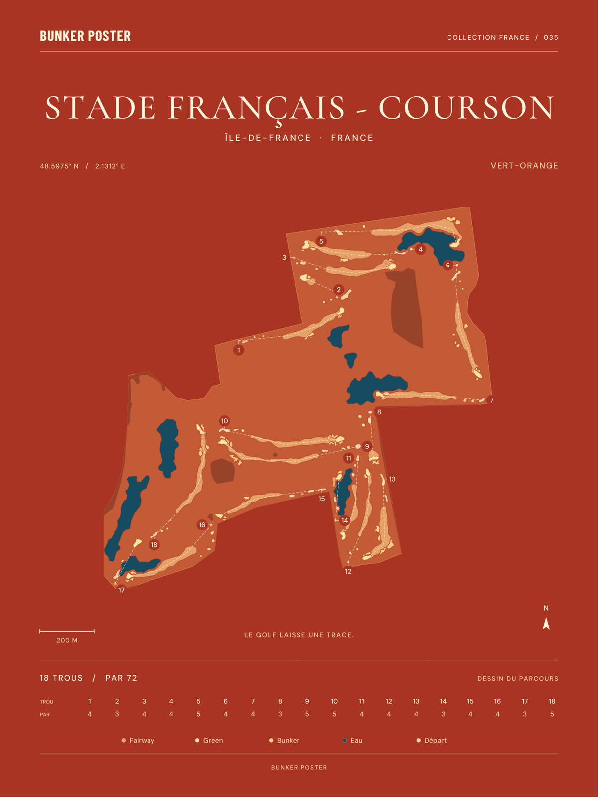 Golf du Stade Français - Courson — Vert-Orange, Terre cuite, 30 × 40 cm