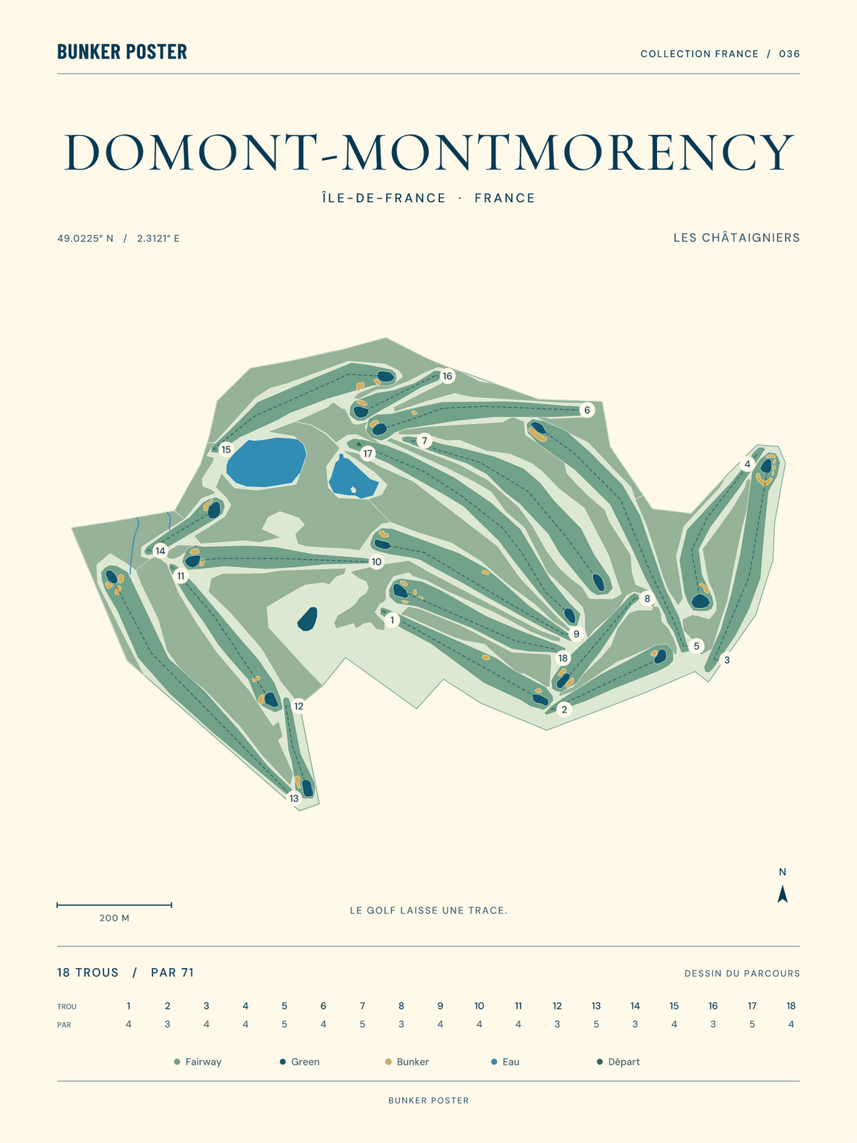 Golf de Domont-Montmorency — Les Châtaigniers, Marine sur sable, 30 × 40 cm