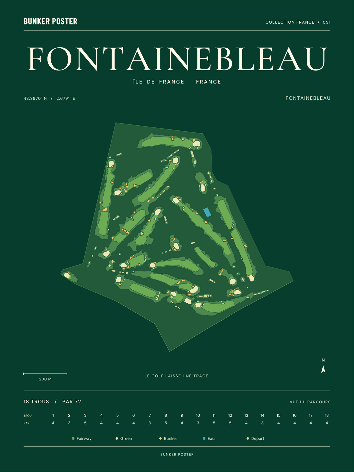 Golf de Fontainebleau — Fontainebleau, Vert club, 30 × 40 cm