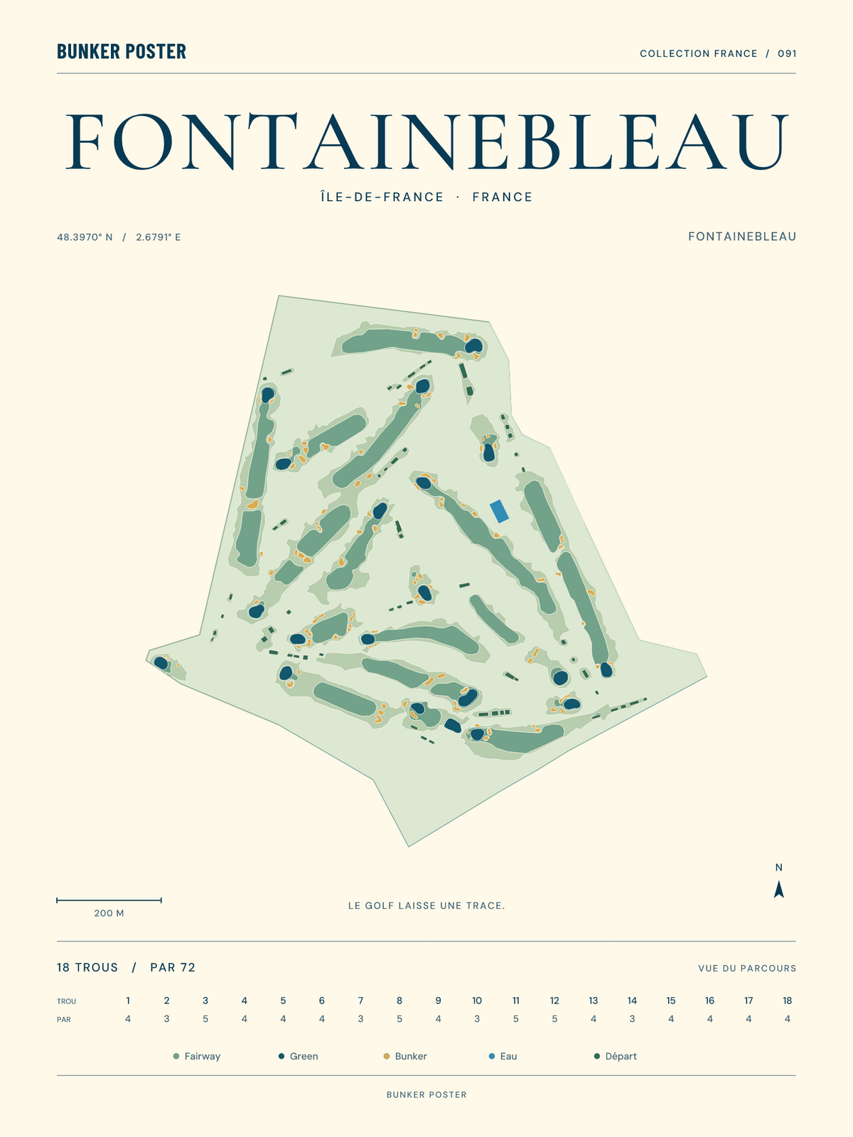 Golf de Fontainebleau — Fontainebleau, Marine sur sable, 30 × 40 cm
