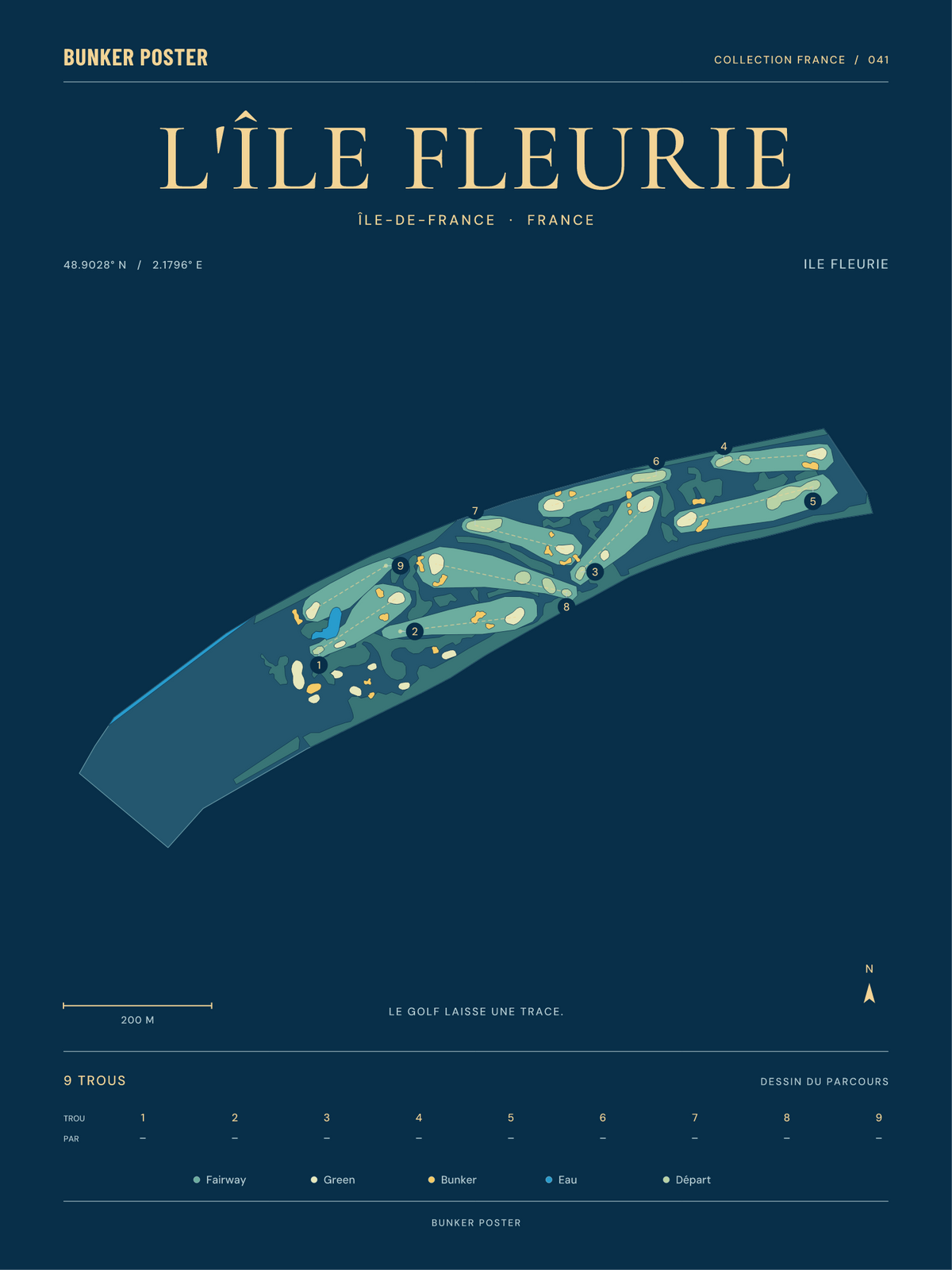 Golf de l'Île Fleurie — Ile Fleurie, Sable sur marine, 30 × 40 cm