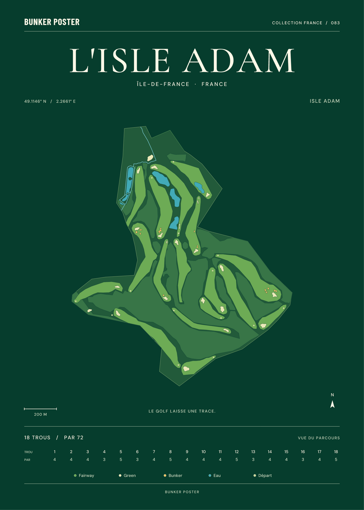Golf de l'Isle Adam — Isle Adam, Vert club, 50 × 70 cm