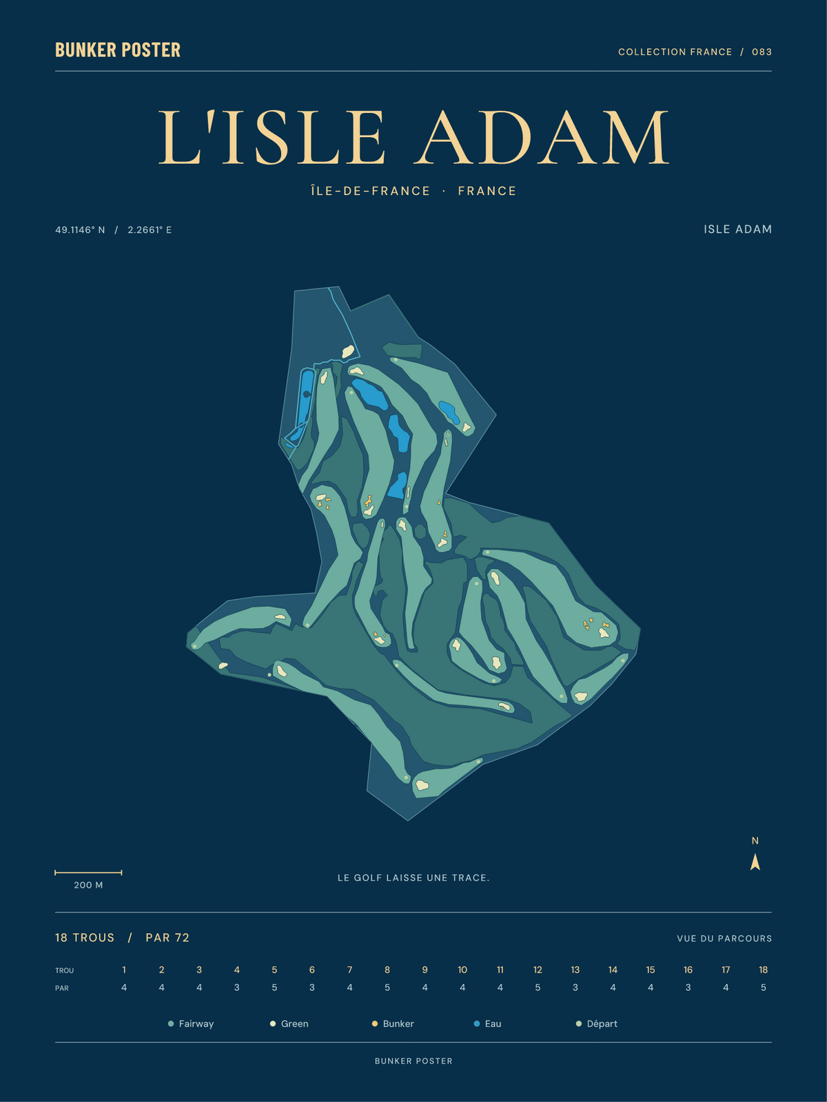 Golf de l'Isle Adam — Isle Adam, Sable sur marine, 30 × 40 cm