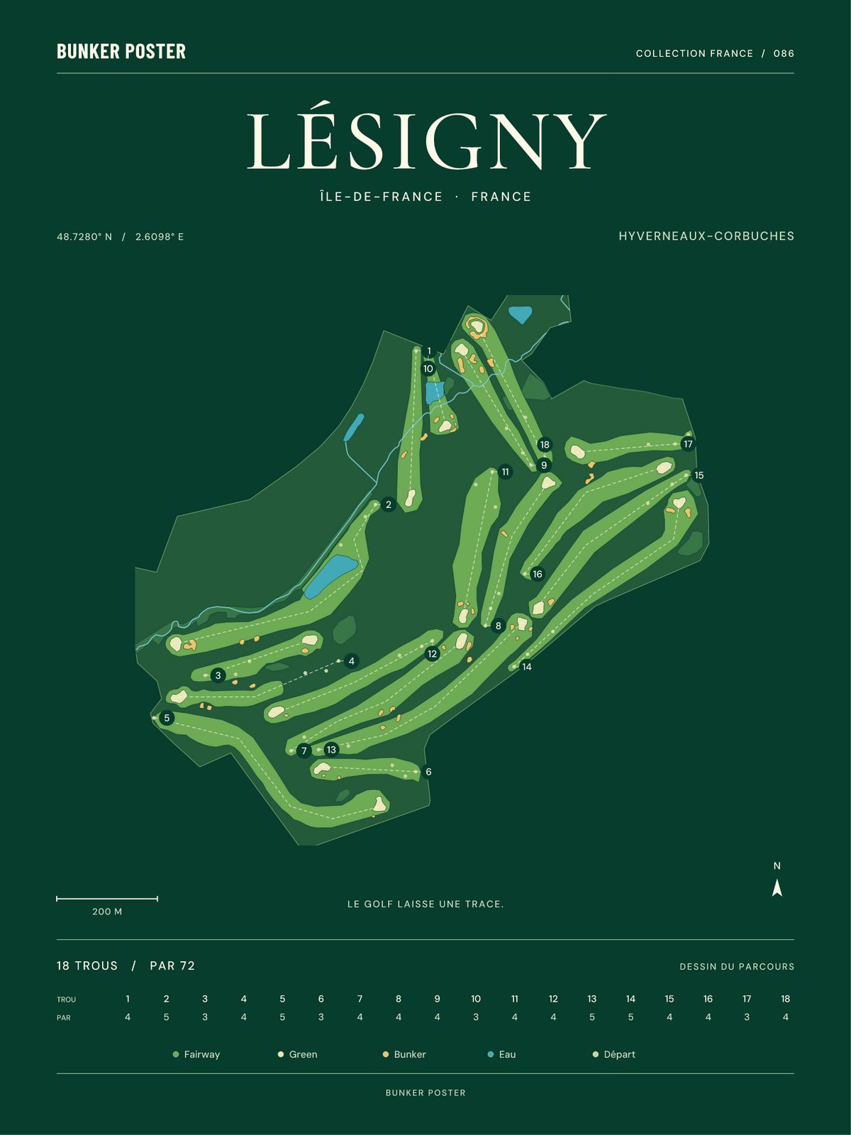 Golf de Lésigny-Réveillon — Hyverneaux-Corbuches, Vert club, 30 × 40 cm