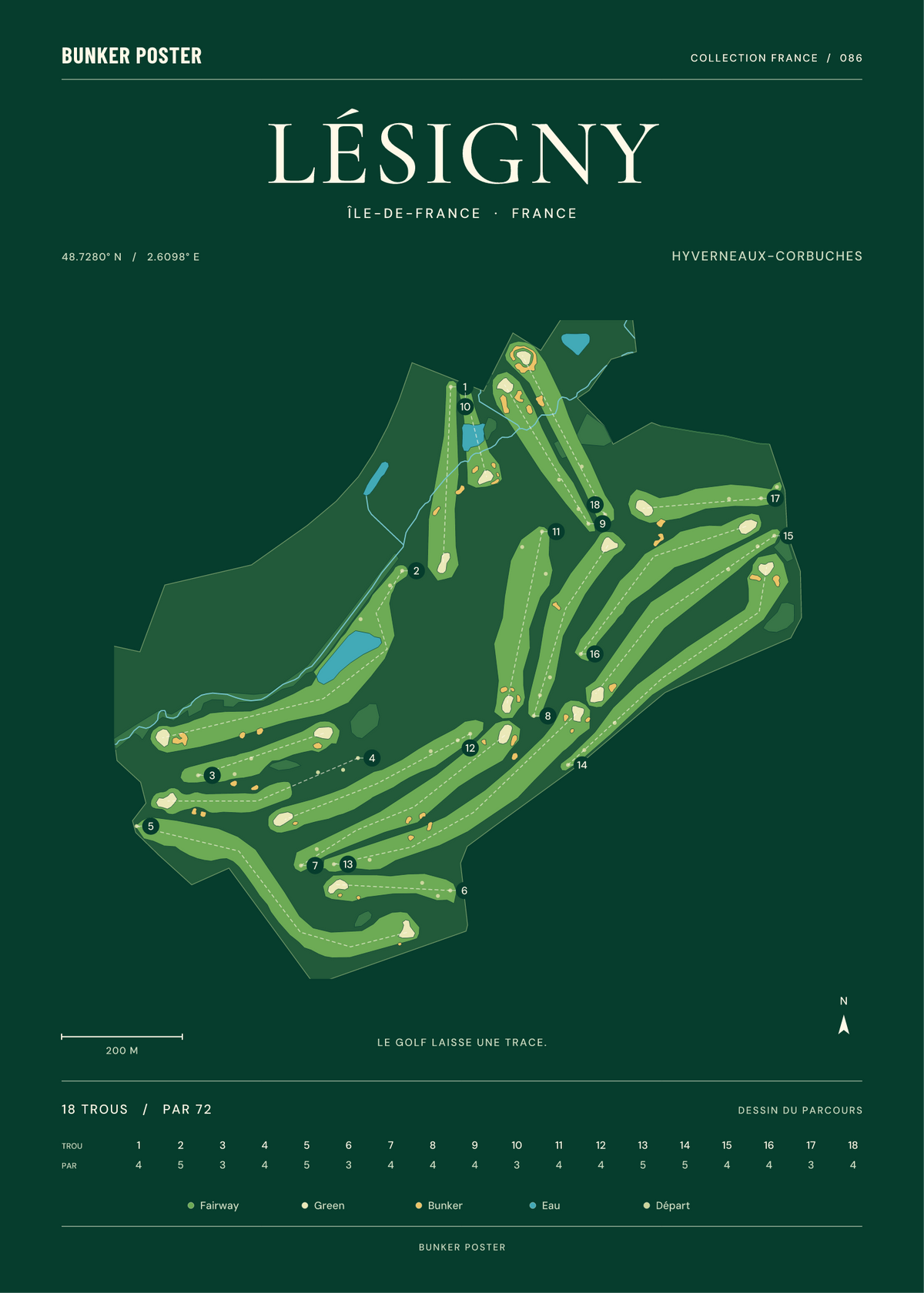 Golf de Lésigny-Réveillon — Hyverneaux-Corbuches, Vert club, 50 × 70 cm