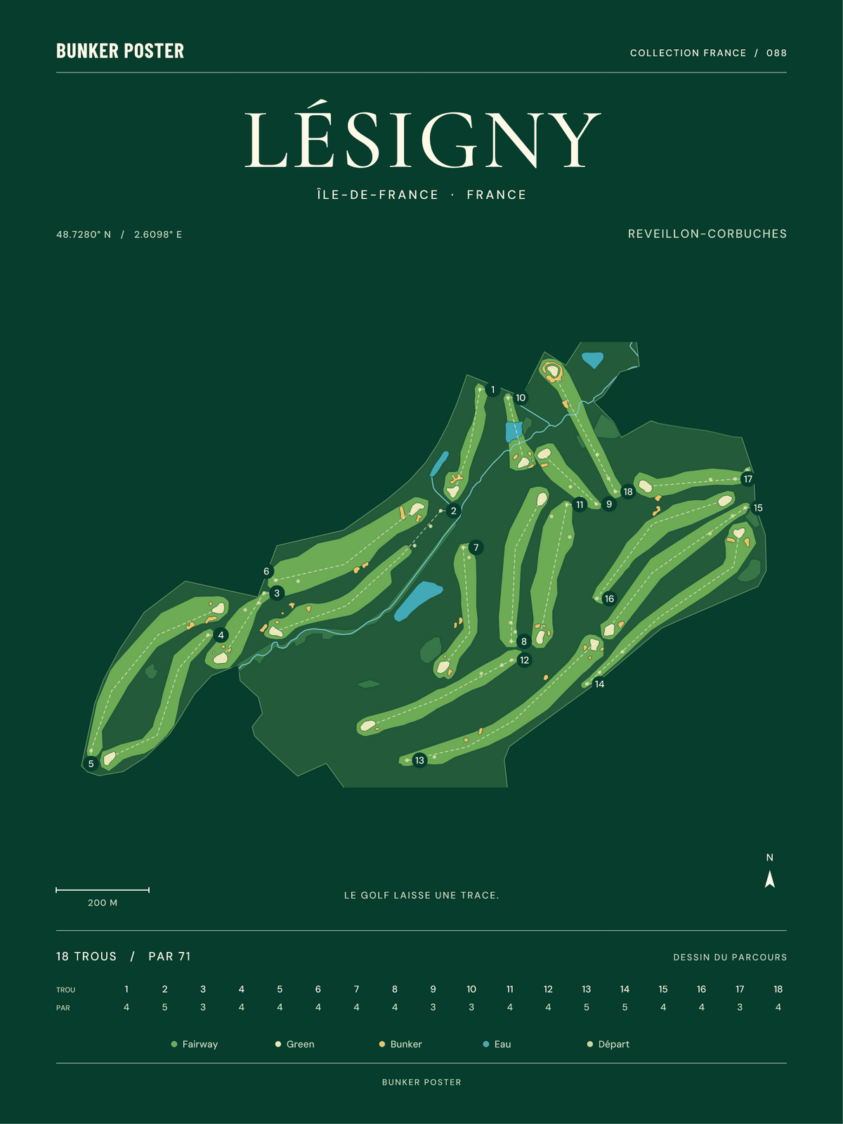 Golf de Lésigny-Réveillon — Reveillon-Corbuches, Vert club, 30 × 40 cm