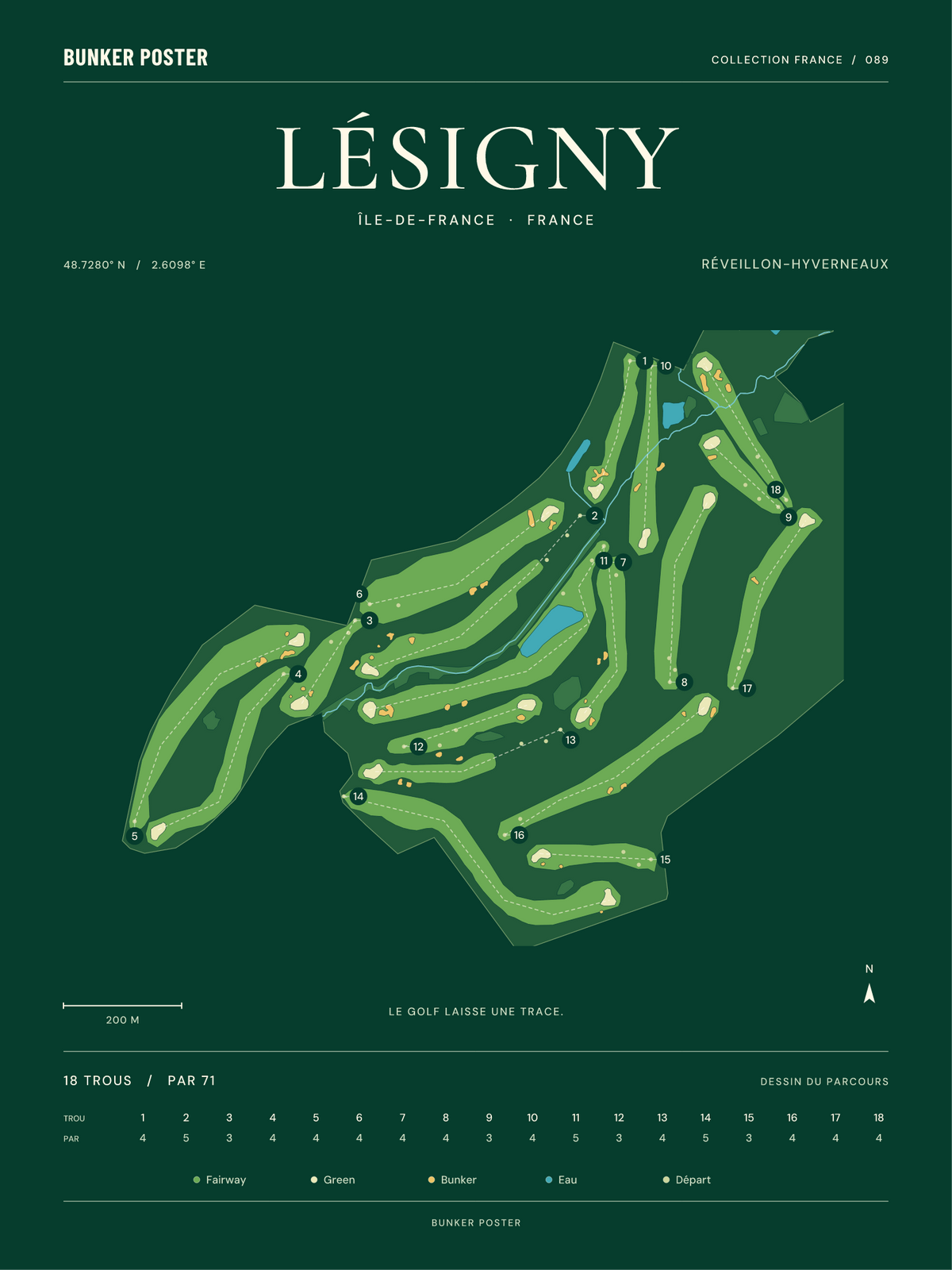 Golf de Lésigny-Réveillon — Réveillon-Hyverneaux, Vert club, 30 × 40 cm