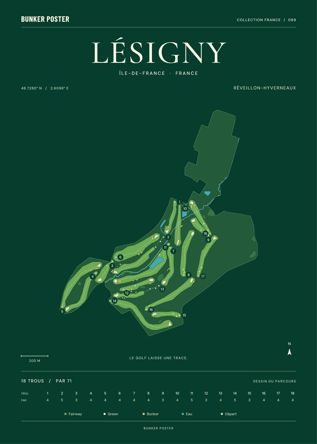 Golf de Lésigny-Réveillon — Réveillon-Hyverneaux, Vert club, 50 × 70 cm