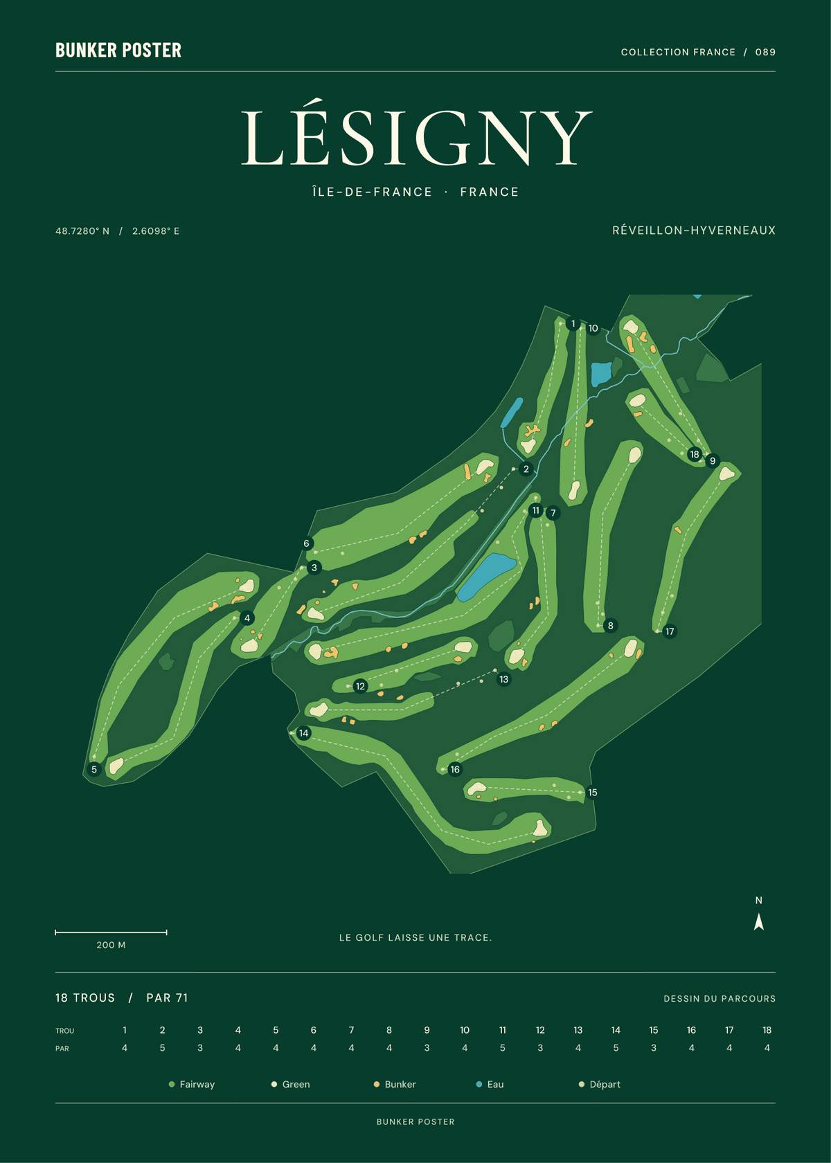 Golf de Lésigny-Réveillon — Réveillon-Hyverneaux, Vert club, 50 × 70 cm